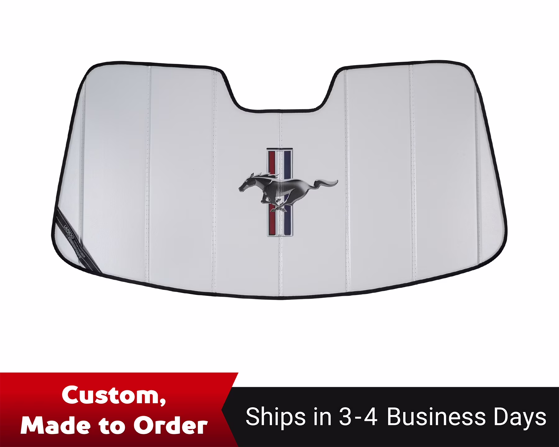 Covercraft UVS100 Premier Series Custom Sunscreen with Ford Mustang Tri-Bar Logo for 2005-2009 Ford Mustang | UFP10925WH | White