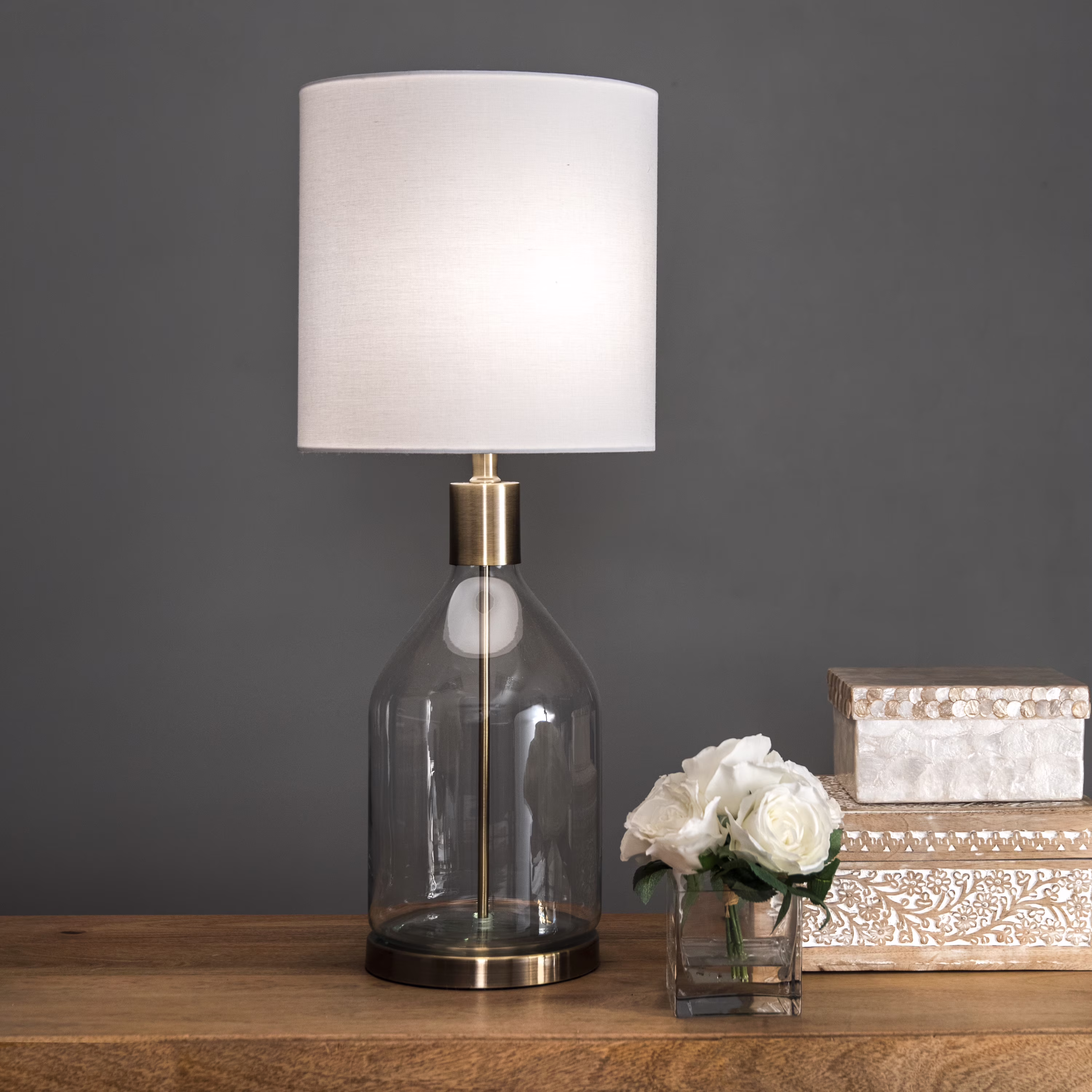 nuLOOM Vista 29" Glass Table Lamp, 29" H x 12" W x 12" D, Gold