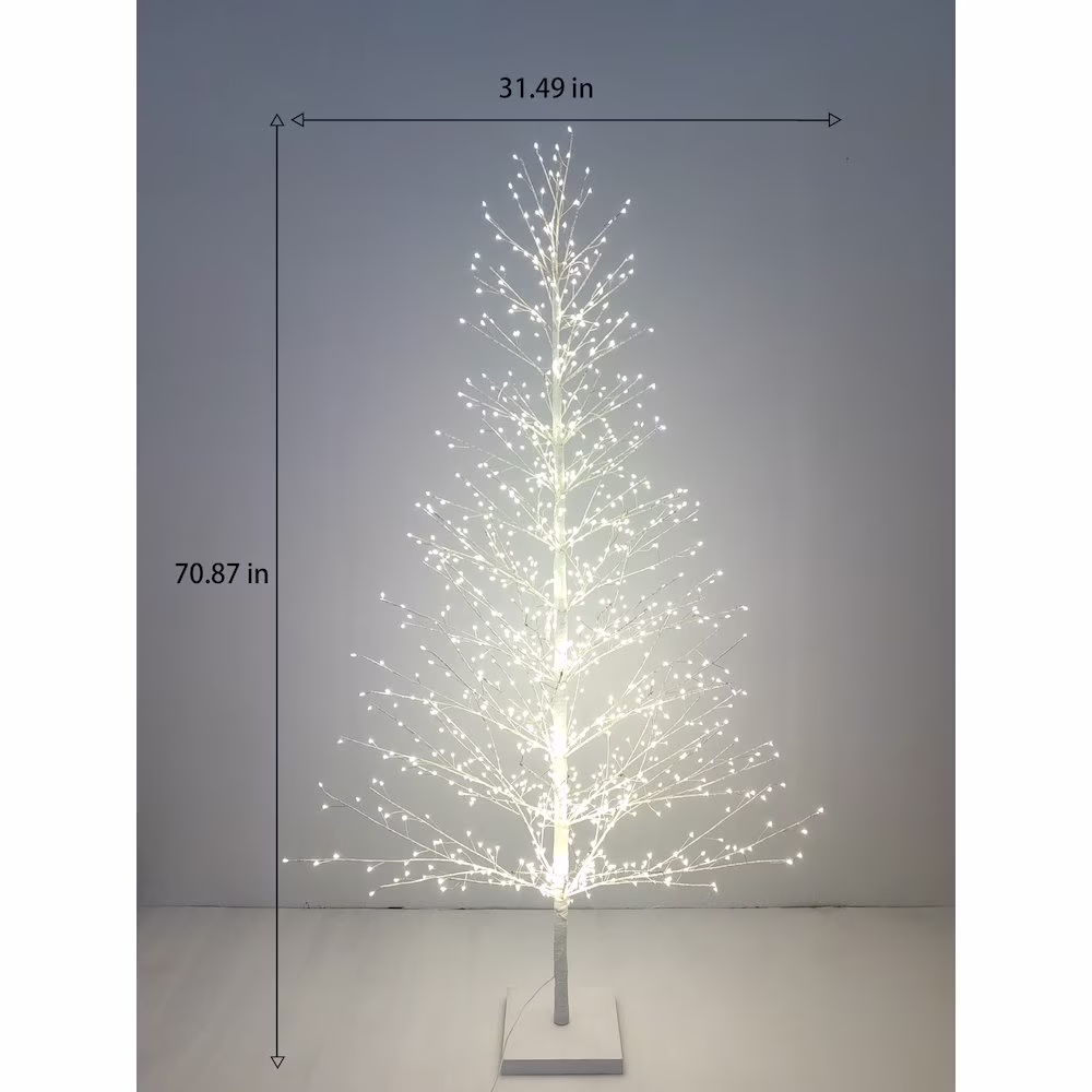 Hi-Line Gift Ltd. 70in White Birch Tree with 1099 LED Lights Indoor Use Only