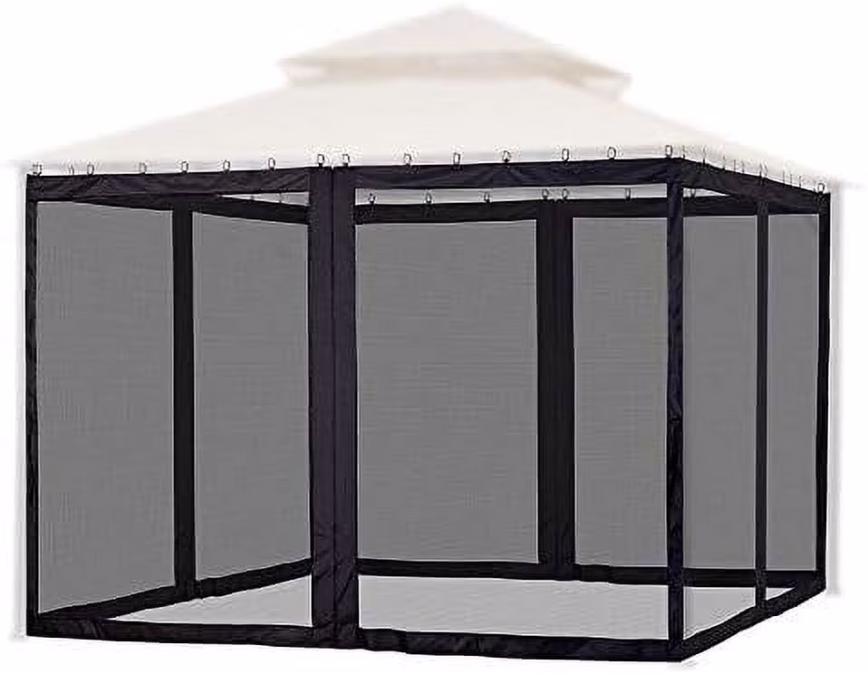 Universal Replacement Mesh Netting Screen Wall Sidewall Curtain with Zipper for 10x12ft Yard Gazebo Canopy Tent