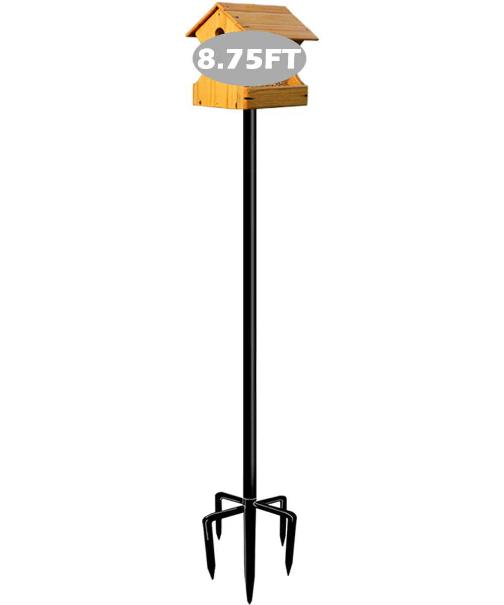 Garbuildman 105 inch Wild Bird Feeder Pole Kit, Heavy Duty Bird House Pole Set with 5-Forked Base, Adjustable Universal Mounting Post Kit for Outdoors, Matte Black, 1 Pack