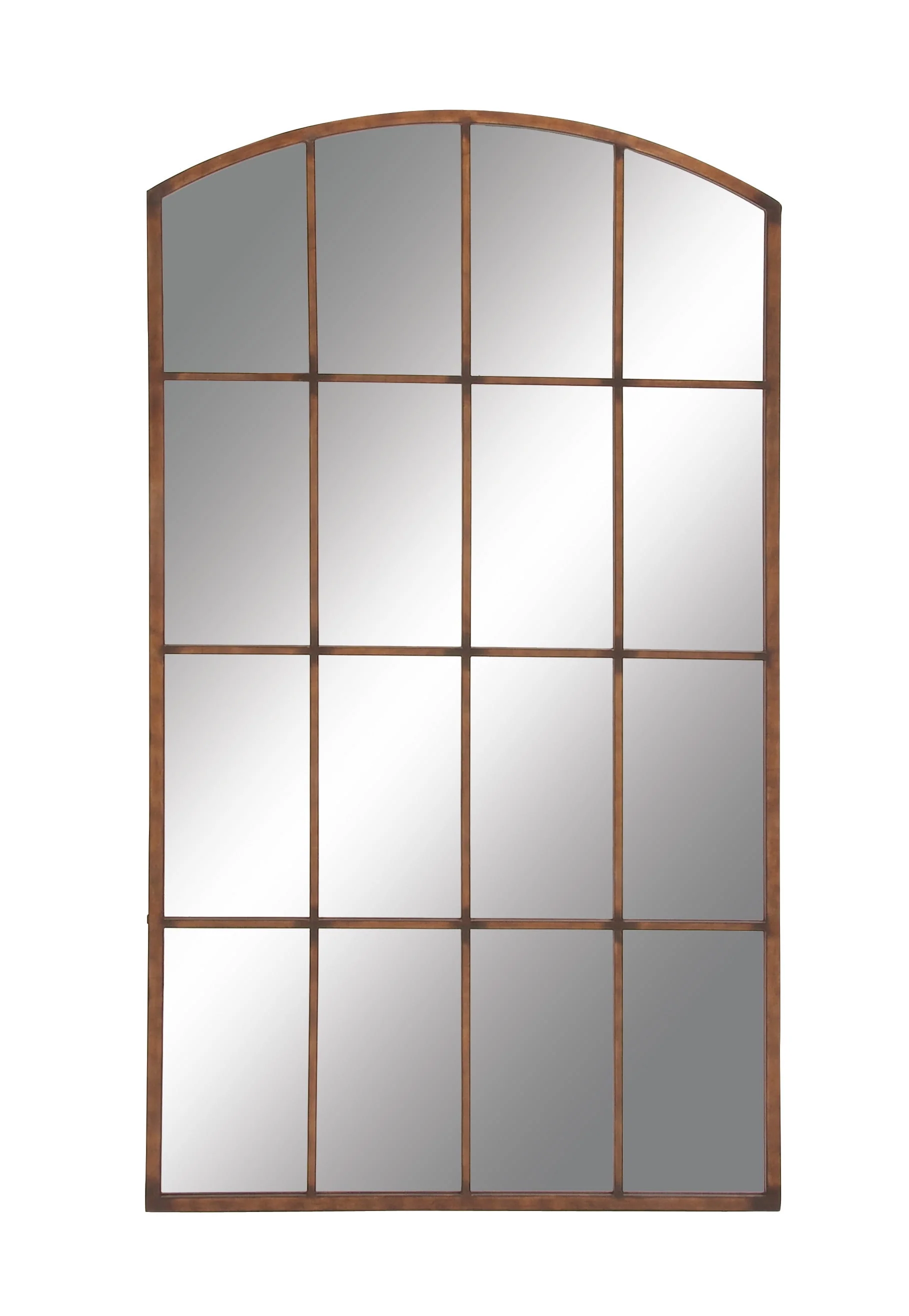 DecMode 39" x 71" Copper Window Pane Inspired Wall Mirror with Arched Top