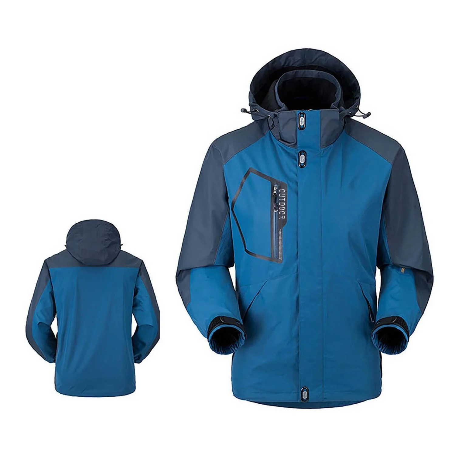 Mens Ski Jacket Big-Tall, Mock Neck Zip Up Hooded Snow Jackets Heavyweight Winter Warm Windproof Insulated Hiking Coat