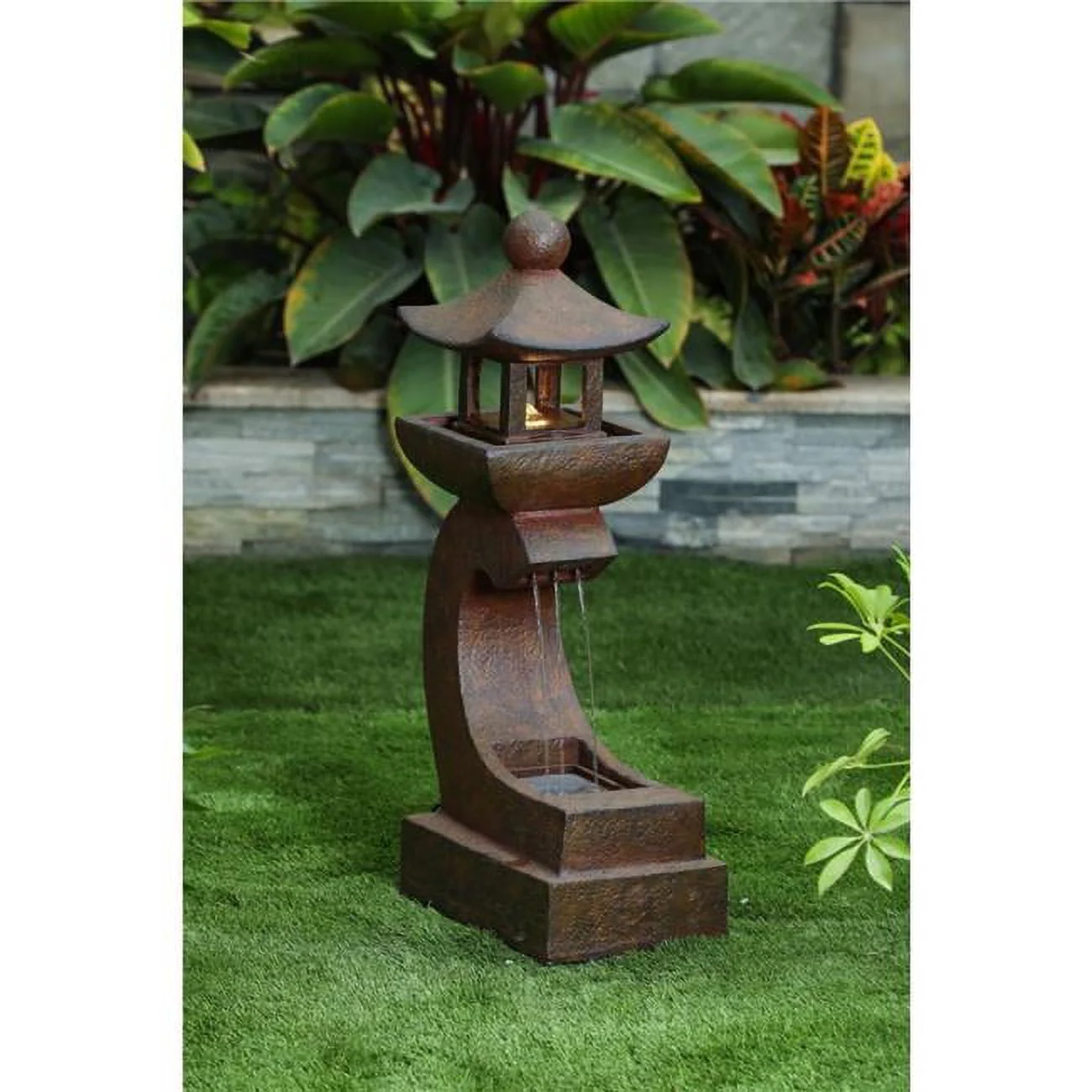 Asian Pagoda 30.9in. H Fountain with LED Light
