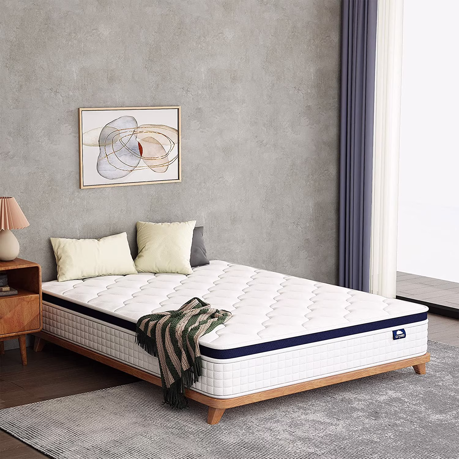 Crystli Hybrid Mattress 10 Inch King Pressure Relief & Cooler Sleeping Memory Foam & Individually Wrapped Pocket Coils King Size Mattresses