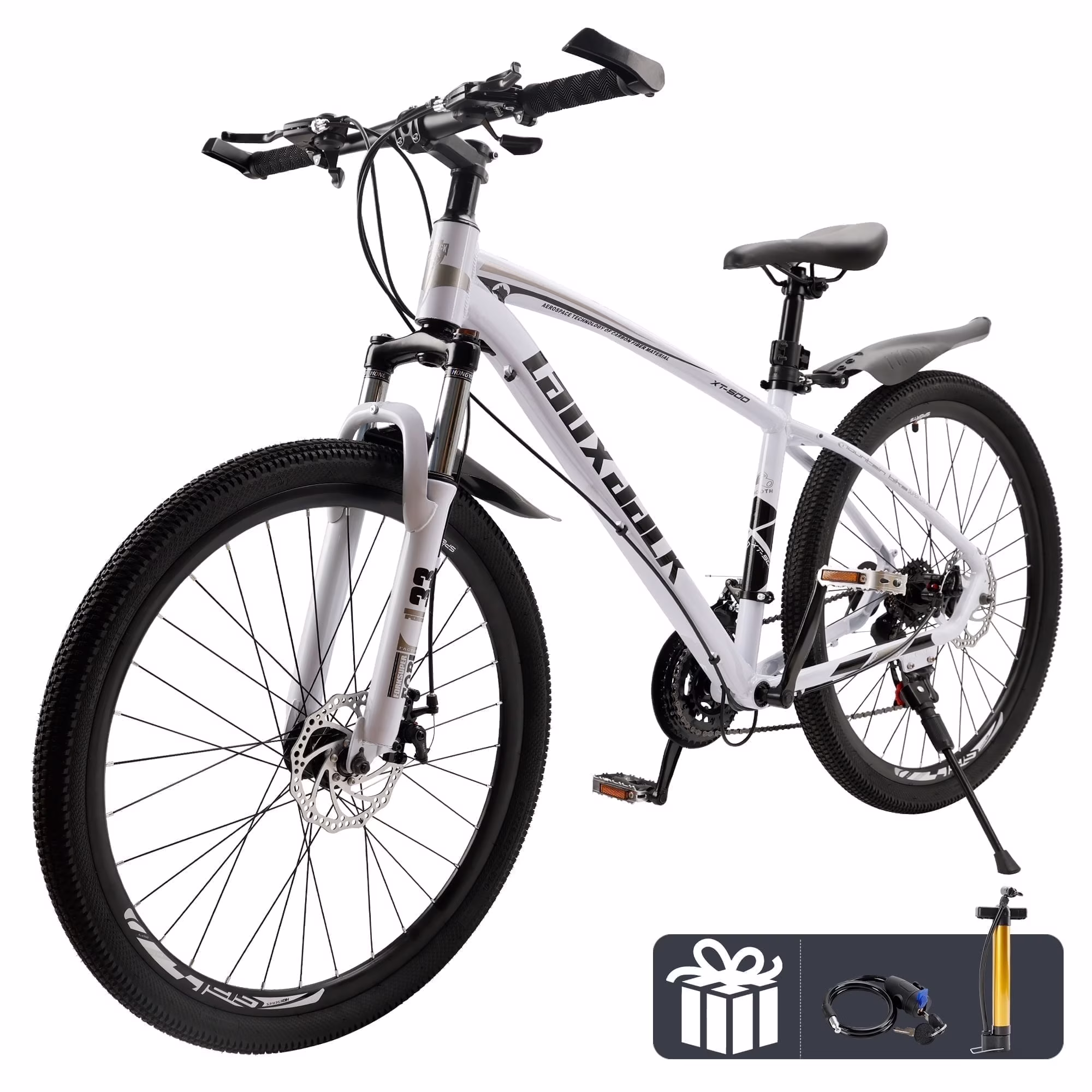ARTUDATECH 27.5 Inch Mountain Bike, Shimano 21 Speed,  Dual Disc Brake Bike for Men Womens Adult, Full Suspension Bicycle