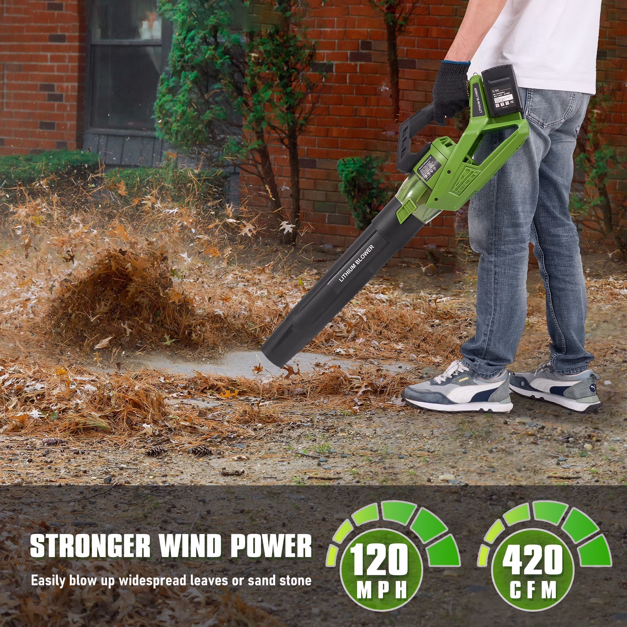 Leaf Blower Cordless with Battery and Charger - 40V 420CFM Battery Powered Leaf Blower Leightweight /4 Speed & Turbo Mode, Cordless Leaf Blower for Lawn Care, Grass, Dust, Snow, Wet Leaves