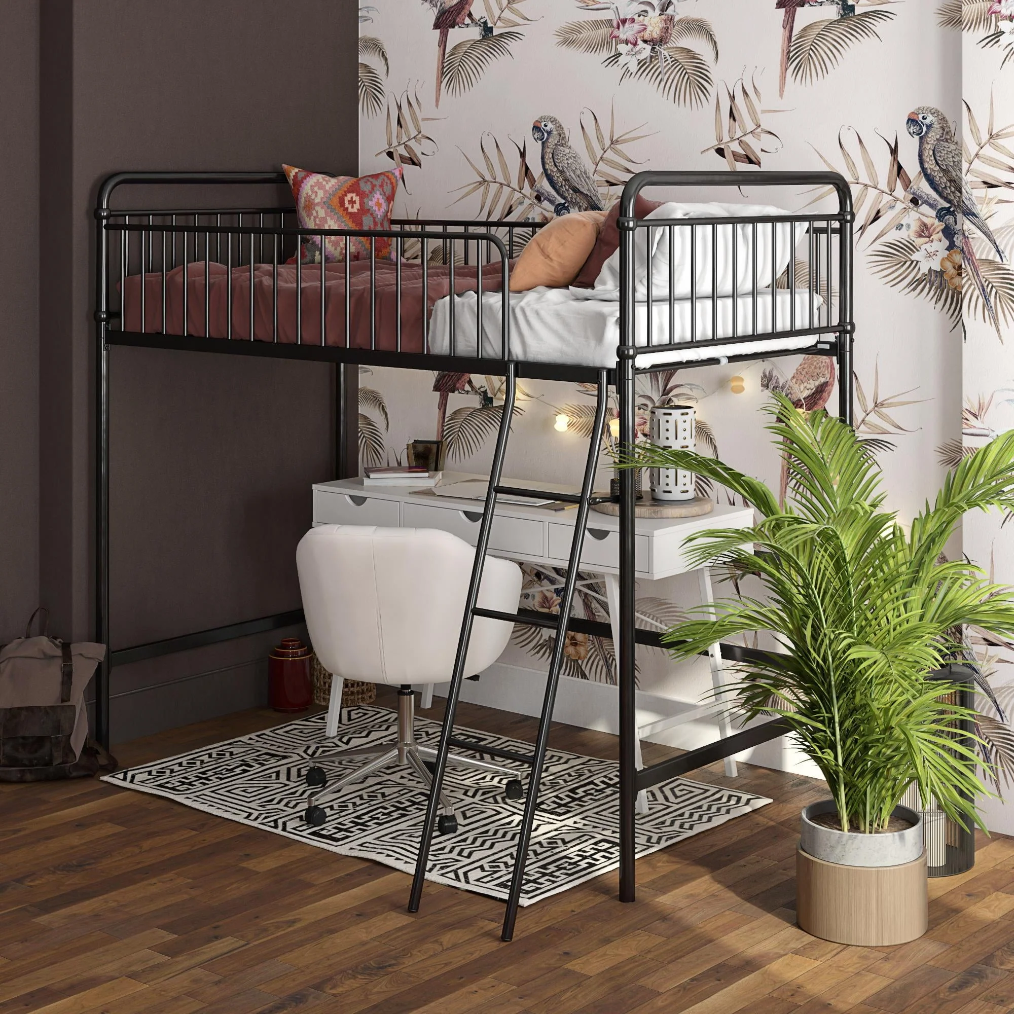 Better Homes & Gardens Kelsey Twin Metal Loft Bed, Black