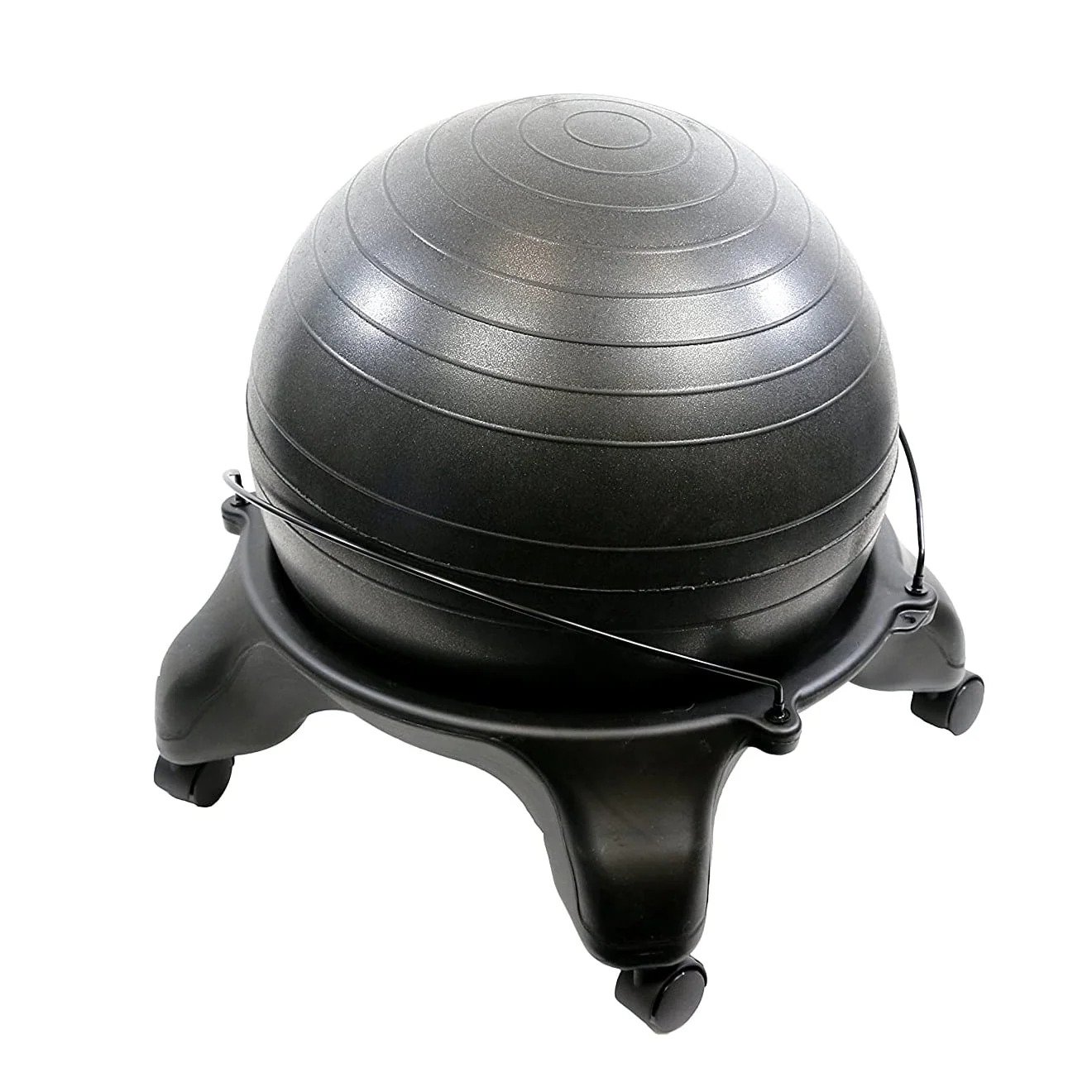 CanDo 30-1796 Backless 22 Inch Plastic Ball Stool with Caster Wheels, Black