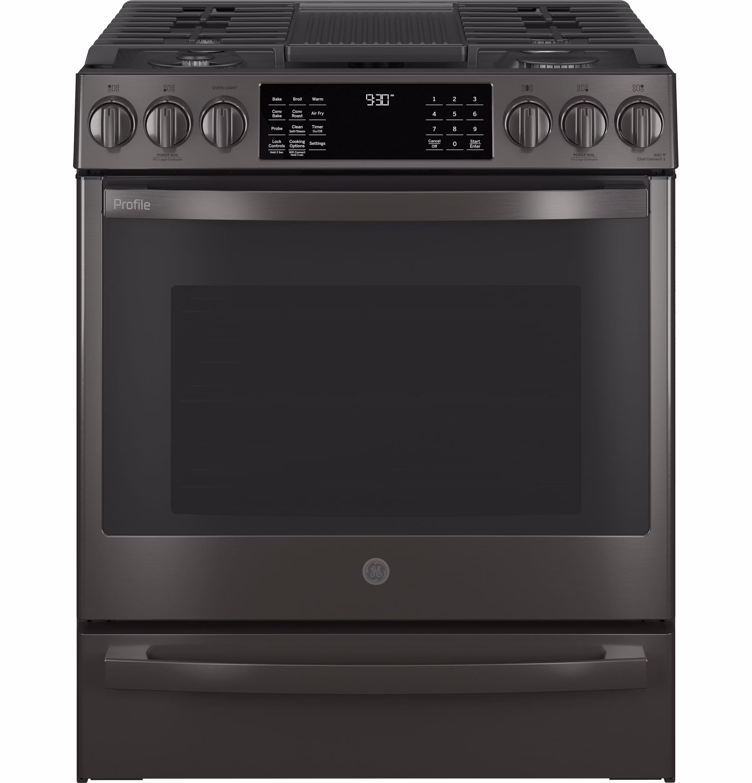 GE APPLIANCES PGS930BPTS slide in gas range
