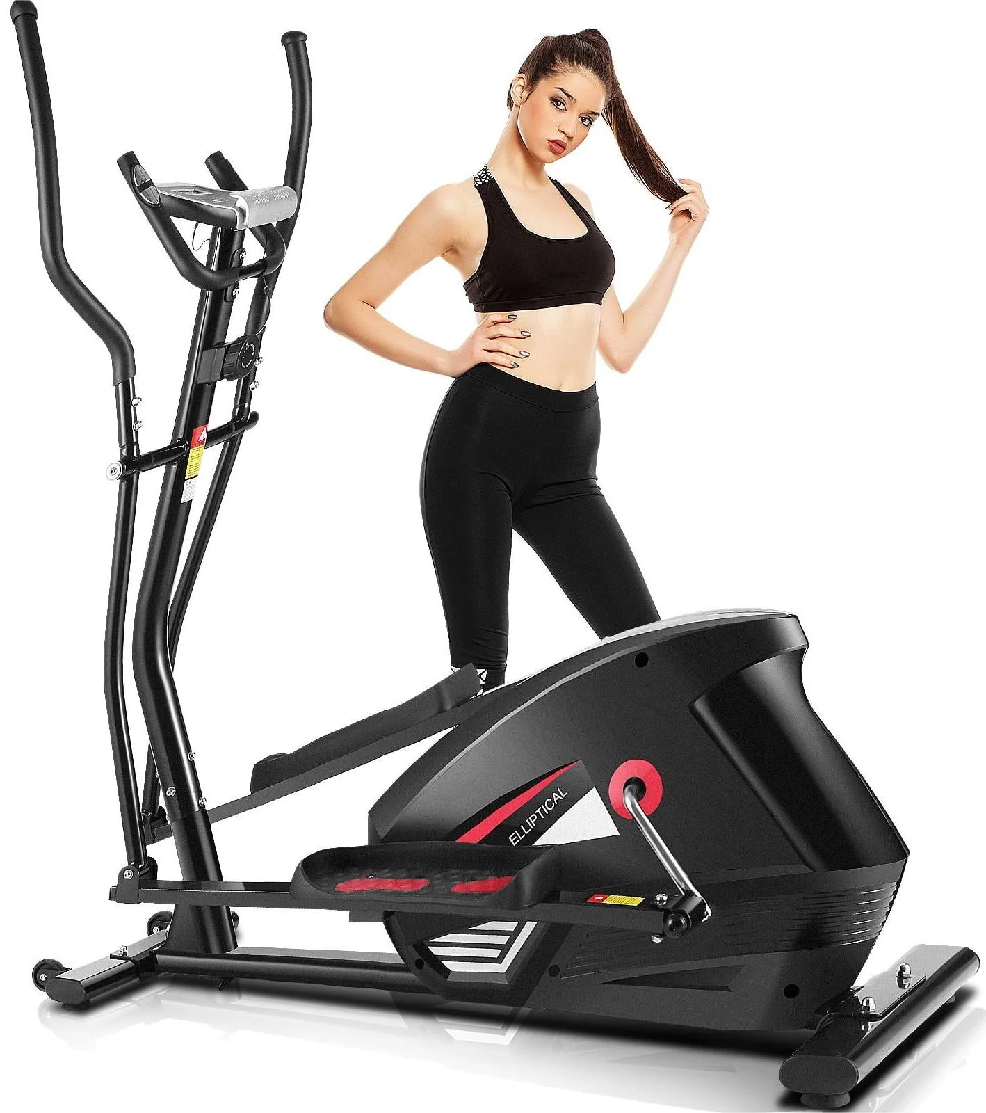 VIBESPARK APP Elliptical Machine Elliptical Exercise Machine for Home Use with Adjustable 10 Levels Magnetic Resistance & LCD Display for Indoor Fitness Gym Workout, Max Load 390LBS
