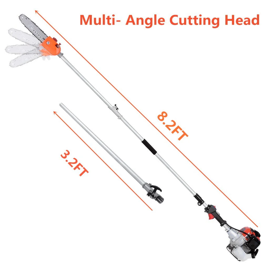 MAXTRA 90-180 Degree Head Adjustable Gas Pole Chainsaw for Tree Trimming with Extension Pole
