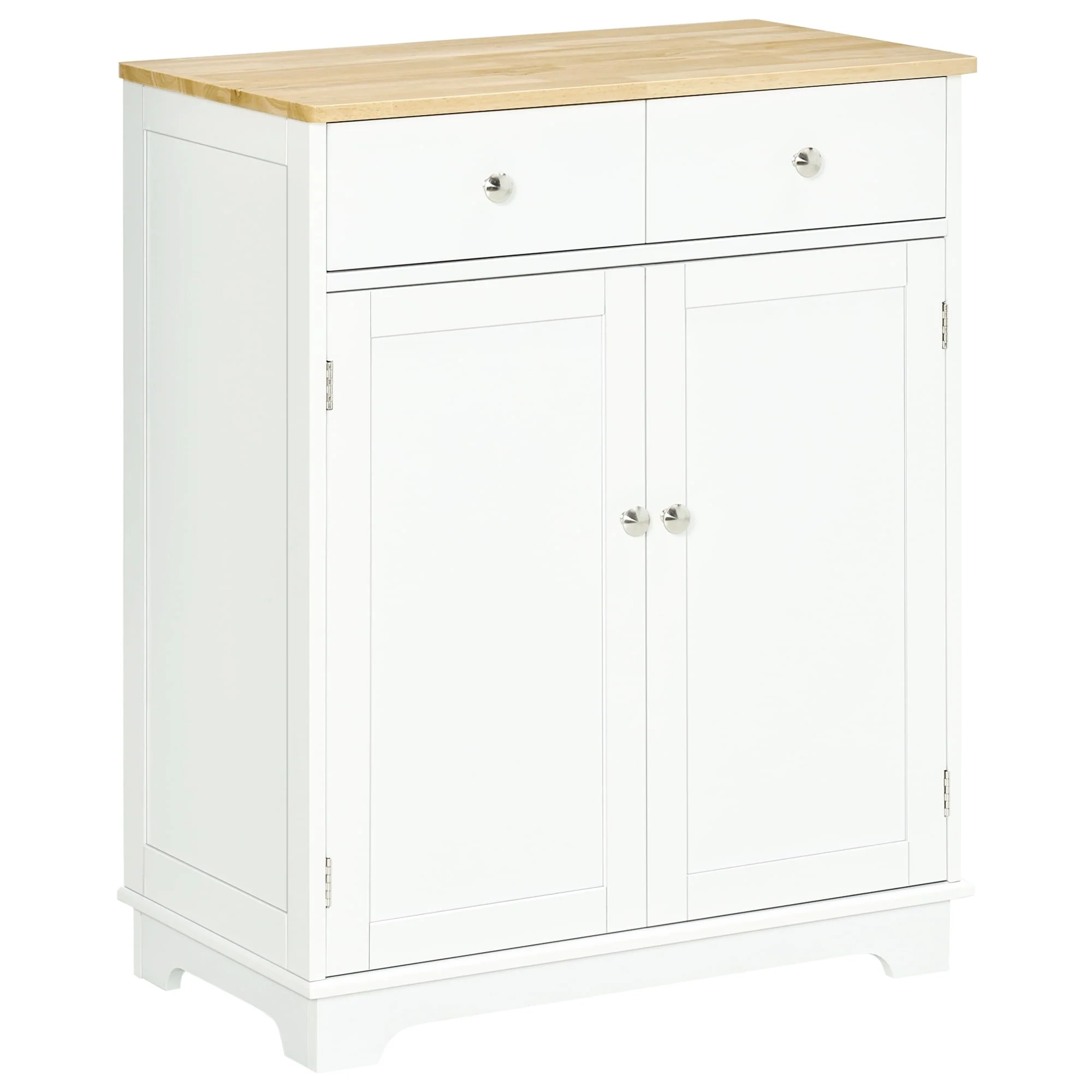 HOMCOM Space Saving Kitchen Sideboard with Functional Storage Cabinet with Adjustable Shelf for Kitchen/Living Room, White