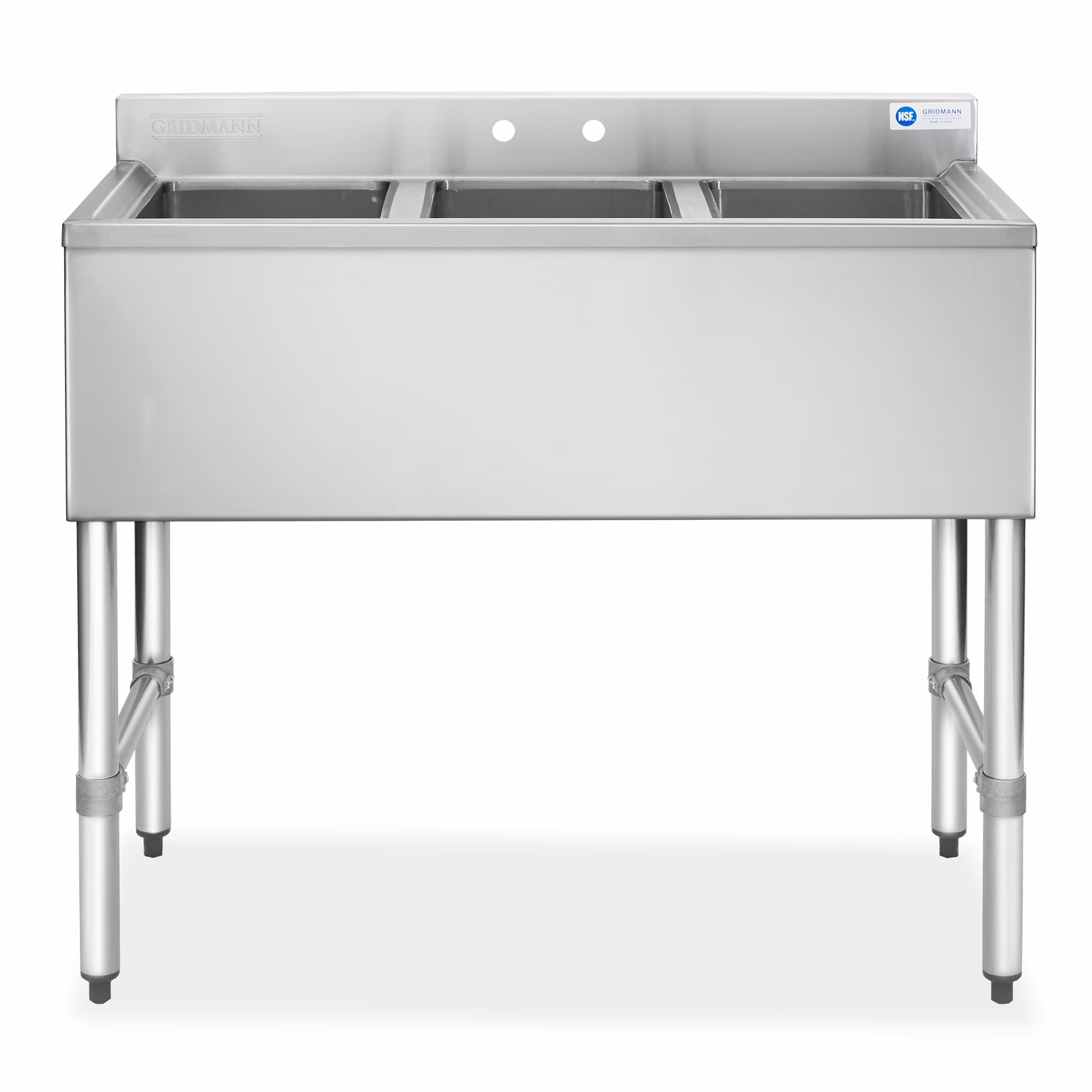 GRIDMANN 3 Compartment Stainless Steel Bar Sink, NSF Commercial Kitchen Underbar Sink