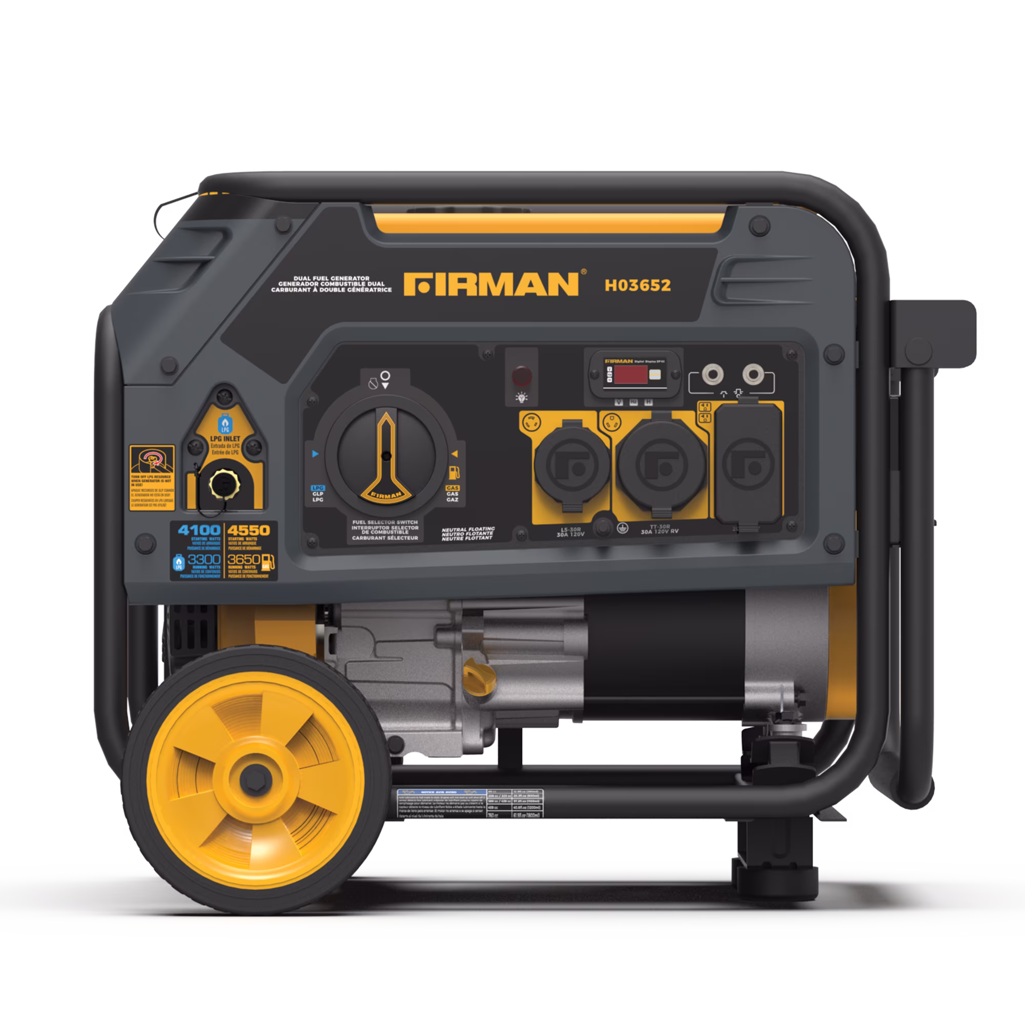Firman H03652 4550/3650 Watt Dual Fuel Recoil Start Generator, cETL, CARB