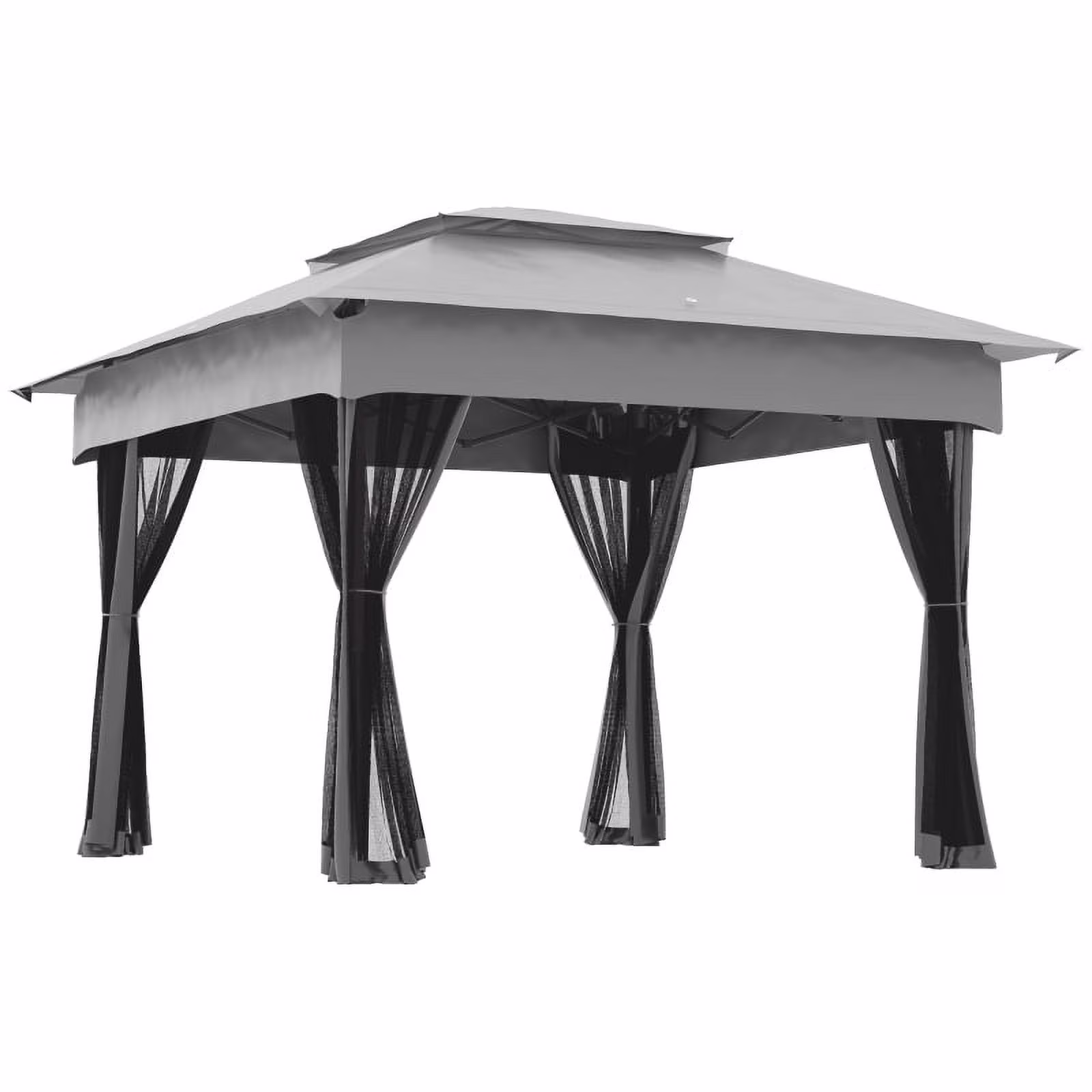 Outsunny 11' x 11' Pop Up Canopy, Outdoor Patio Gazebo Shelter with Removable Zipper Netting, Instant Event Tent w/ 114 Square Feet of Shade and Carry Bag for Backyard, Garden, Light Gray On-Site