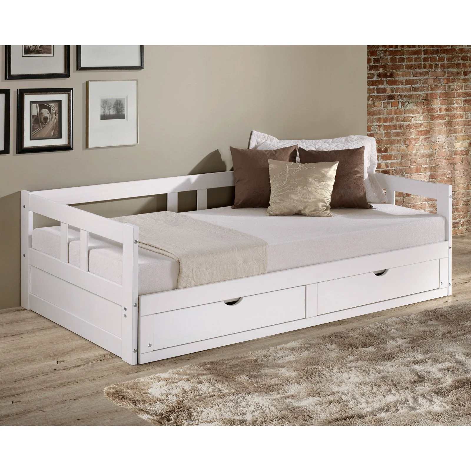 Melody Day Bed with Storage, White