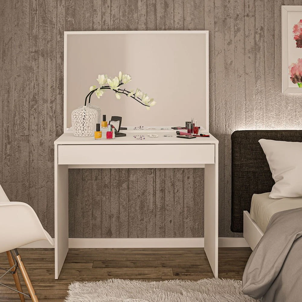Polifurniture Virginia Modern Vanity Table, White Finish