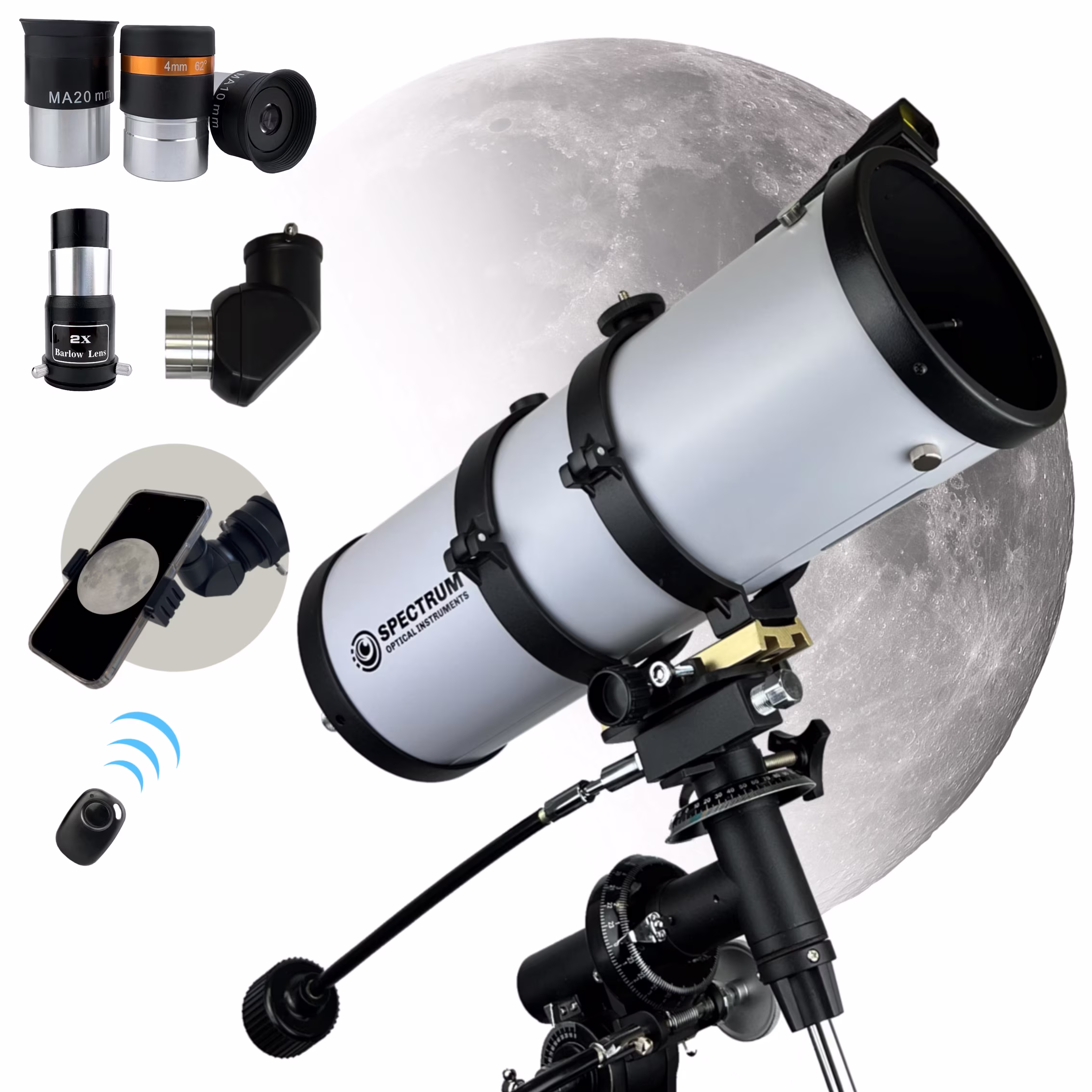PolarLink 114EQ Refractor Telescope �C 114mm (4.49����) aperture 500mm Focal Length Telescope - Manual German Equatorial Telescope �C Bonus Smartphone Adapter and remote shutter