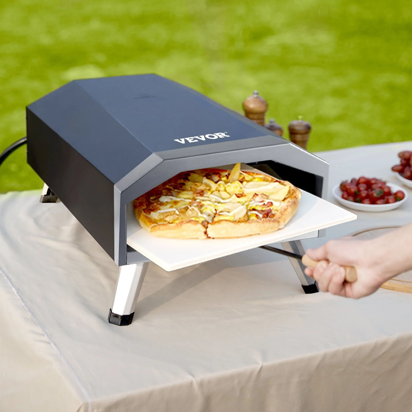BENTISM 13" Outdoor Pizza Oven Portable Gas Pizza Oven Stainless Steel Foldable