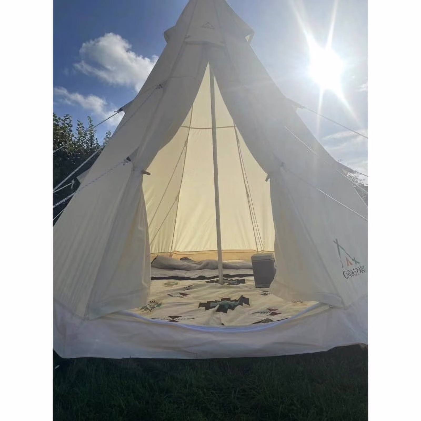 SAM&HAIBEI Bell Tent 4 Season 9.85ft Glamping Tent, Hot Tent,Ideal for Family Camping, Hiking,Canvas Tent with Aluminum Pole. Support Camouflage Fabric Customization