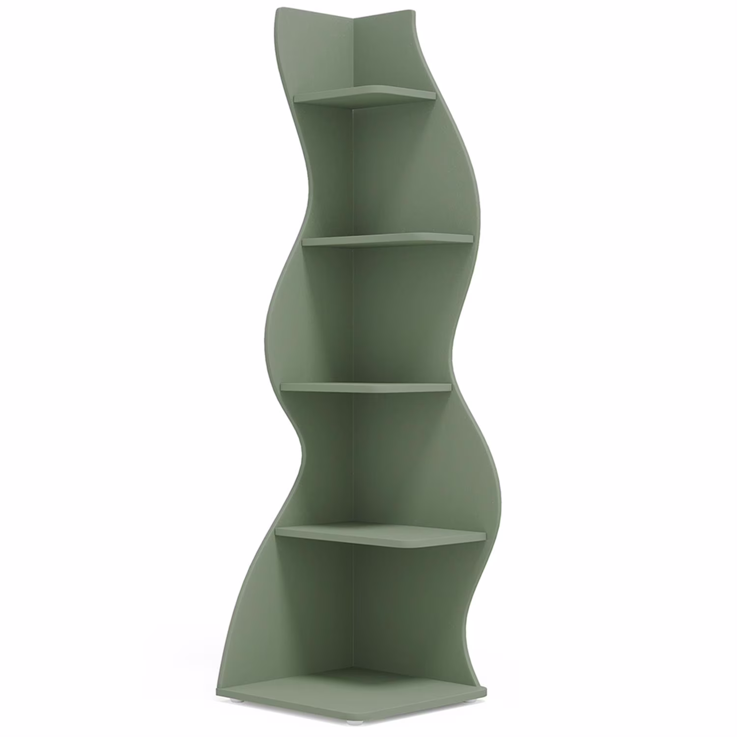 Finihen 5-Tier Corner Bookcase, Wood Bookshelf Storage Organizer, 70" Tall Display Standing Shelf Unit for Bedroom, Living Room, Green