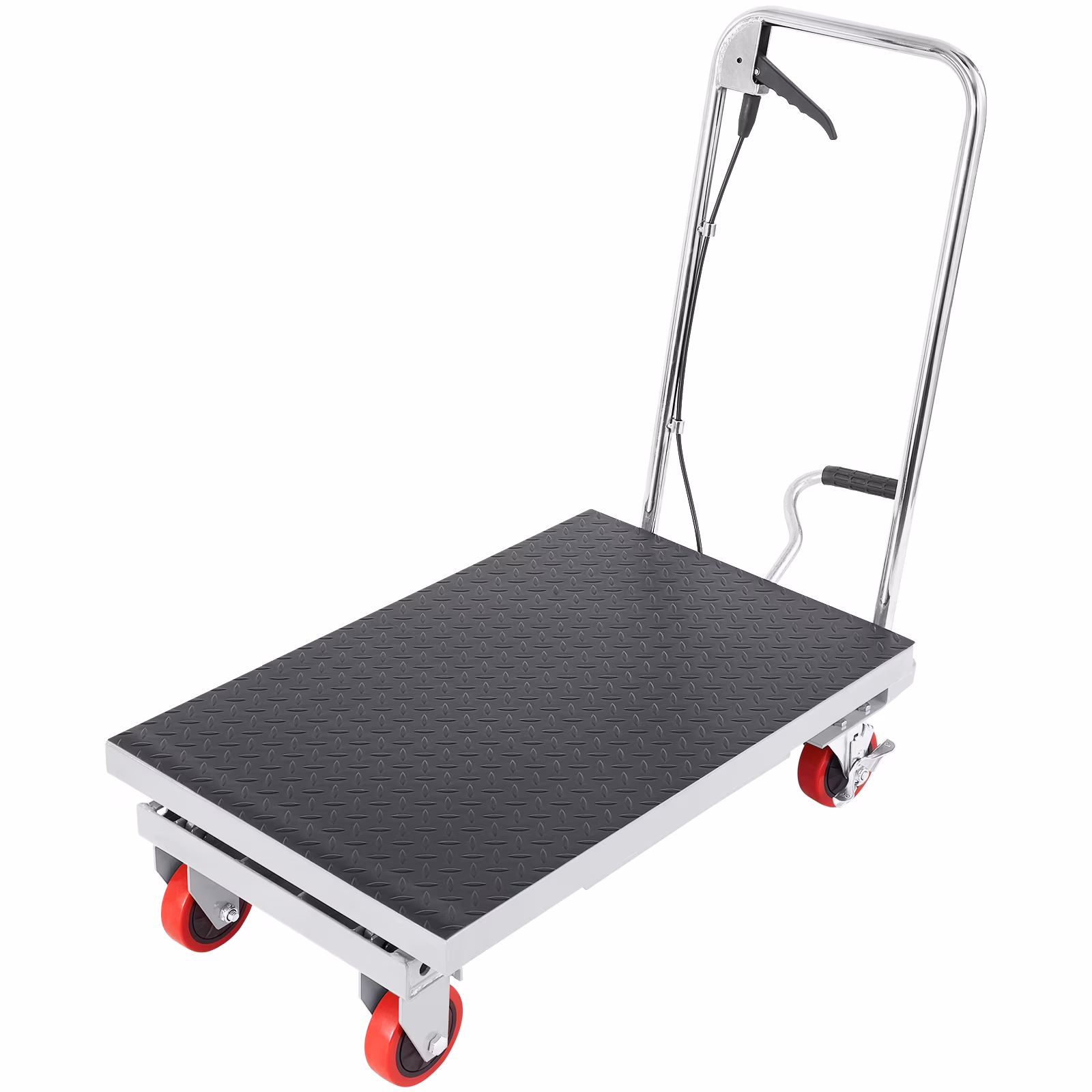 KFFKFF Manual Hydraulic Table Cart, Load Capacity of 500lbs, Elevates to 28.5", Single Scissor Lift Design, Equipped with 4 Wheels and Anti-slip Pad, Gray Hydraulic Scissor Cart