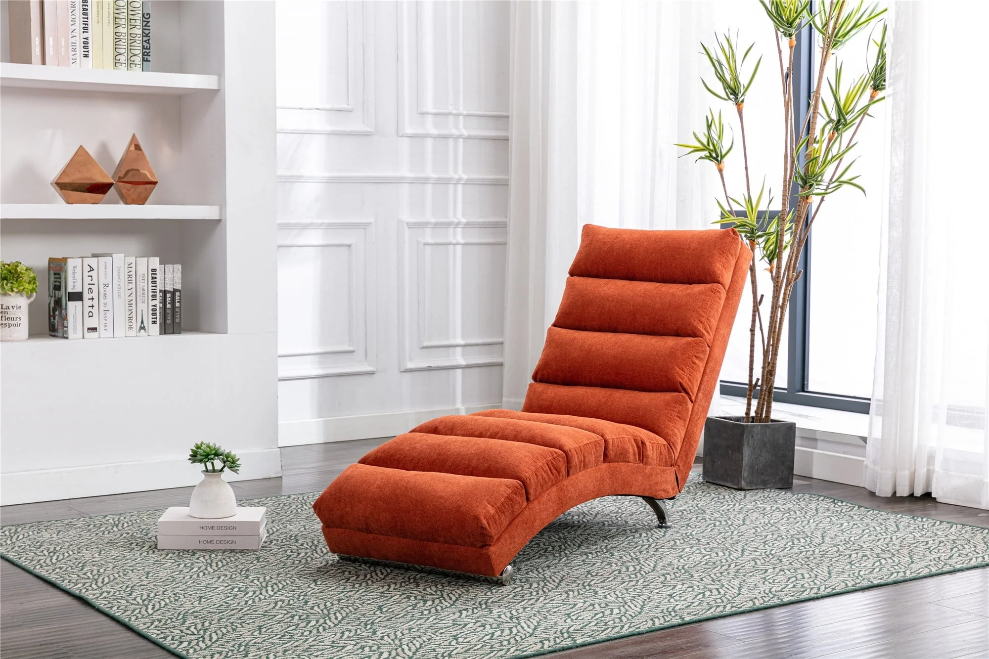 ikayaa Linen Chaise Indoor Chair, Modern Long Lounger for Office or Living Room