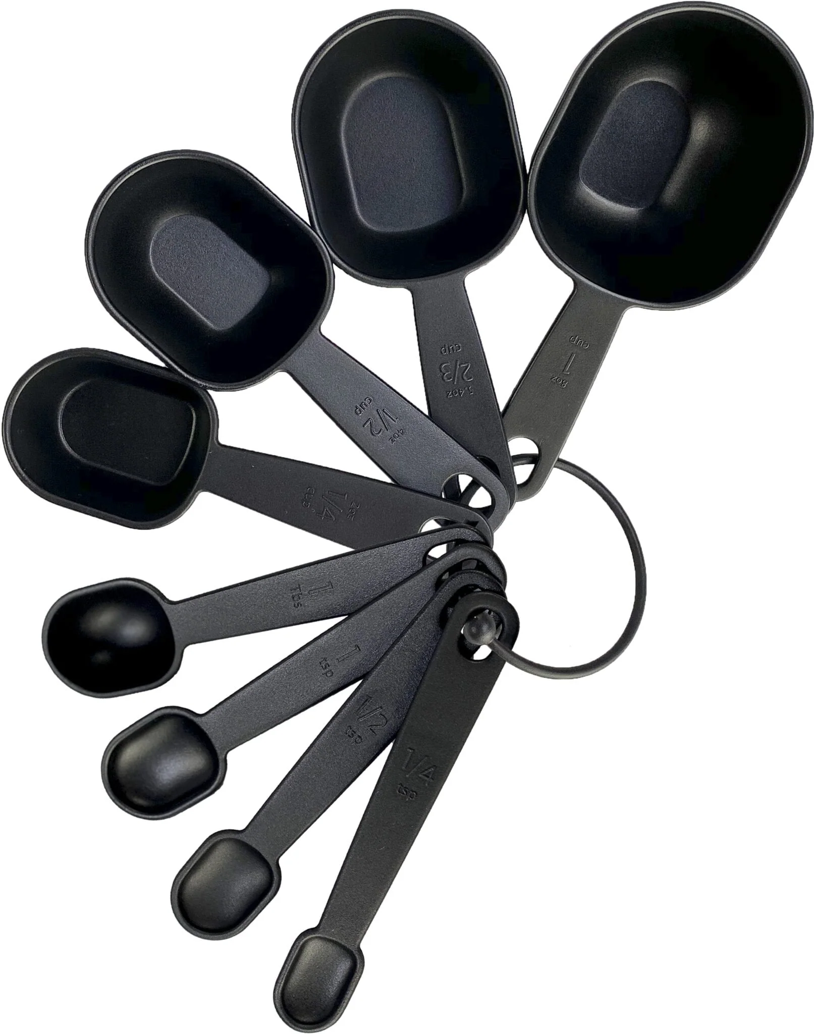 Mainstays 8-Piece Measuring Cup & Spoon Set, Raised Measurements, Black, Polypropylene