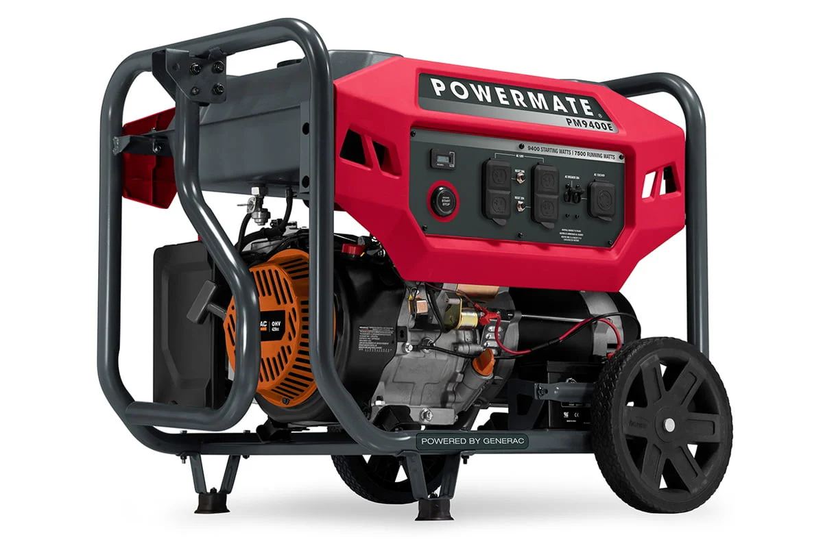 Powermate PM9400E - 9,400 Watt Electric-Start Gasoline Powered Portable Generator, 49 ST / CSA