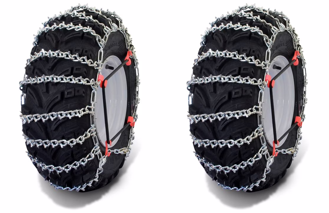 OakTen Set of 2 Tire Chains with Tensioners for ATV UTV, Ladder Alloy 2-Link spacing, for Tire Size 21x10x12