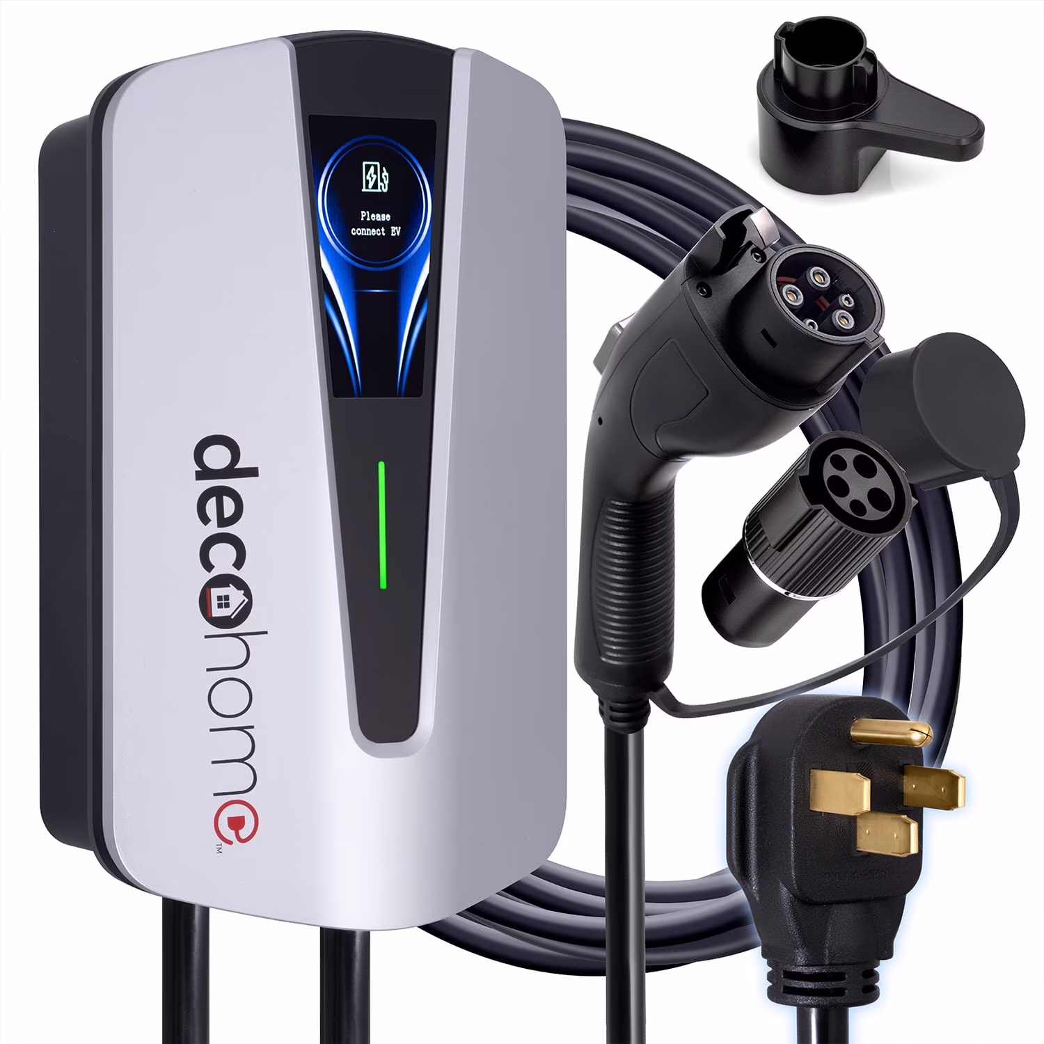 Deco Home Level 2 EV Charging Station, 240V 40A, SAE J1772 Plug and NEMA 14-50 Plug, Tesla Adapter Included