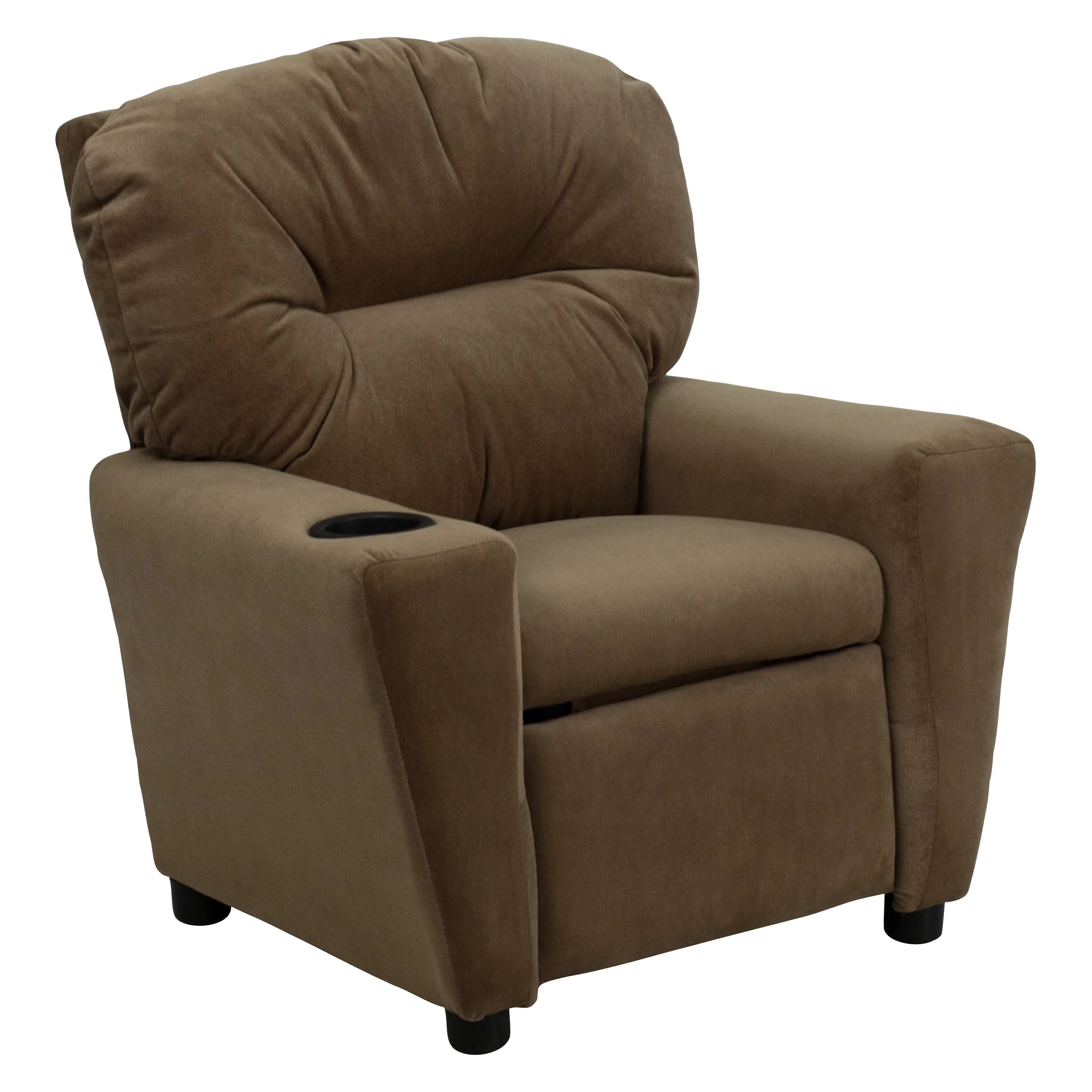 Lancaster Home Contemporary Kids Recliner with Cup Holder Brown Microfiber