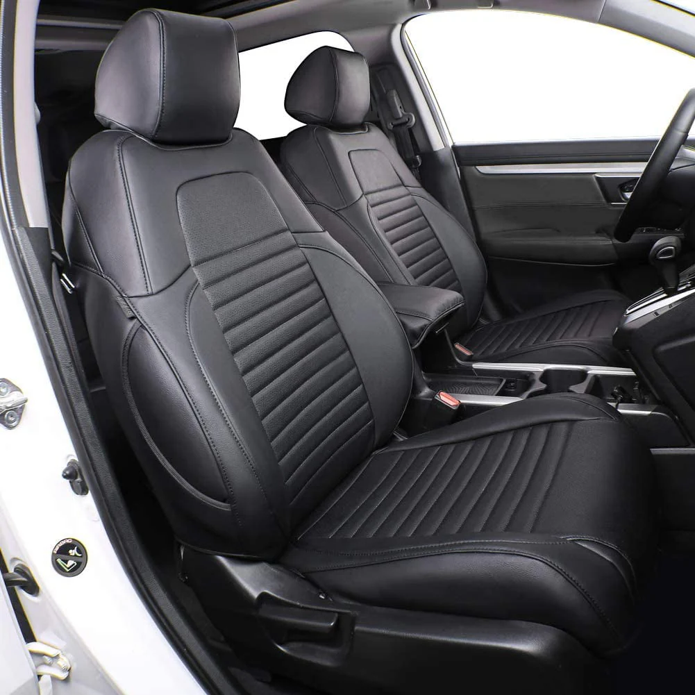 EKR Custom Fit CRV Seat Covers for Honda CRV 2017 2018 2019 2020 2021 2022 Full Set Breathable Leather Car Seat Cushions Black
