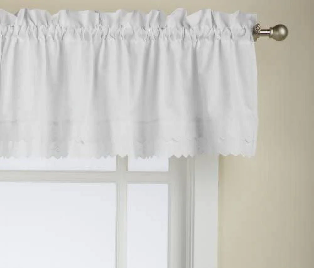 Ribbon Eyelet Valance, 60 by 12-Inch, White