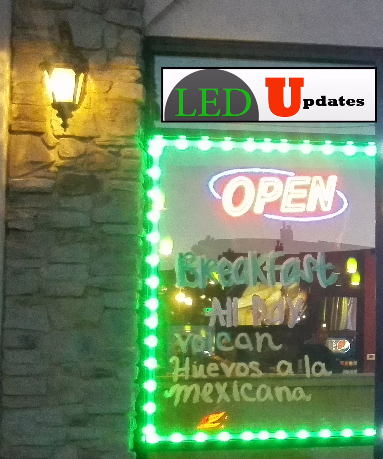 Storefront Window LED light 40ft Bright Green with UL Listed 12v Power supply