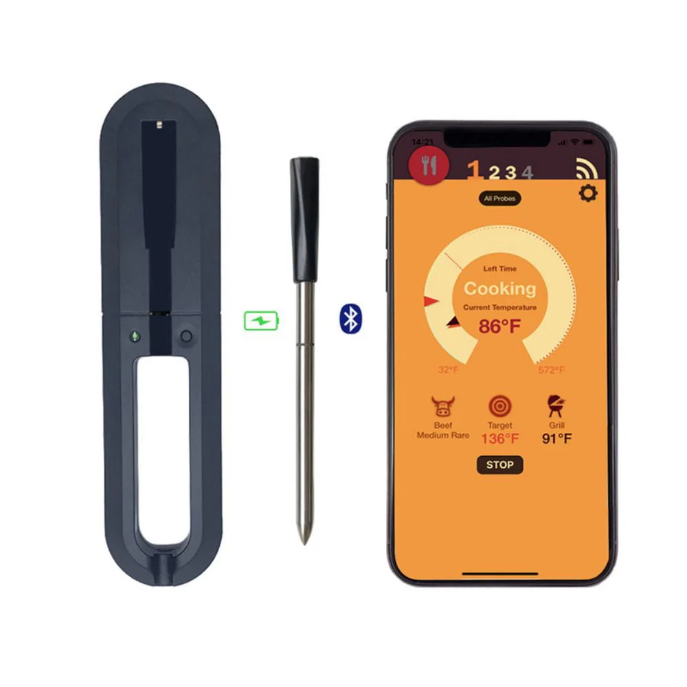 Smart Wireless Meat Thermometer with Bluetooth for The Oven, Grill, Kitchen, BBQ, Smoker, Sous Vide, Rotisserie