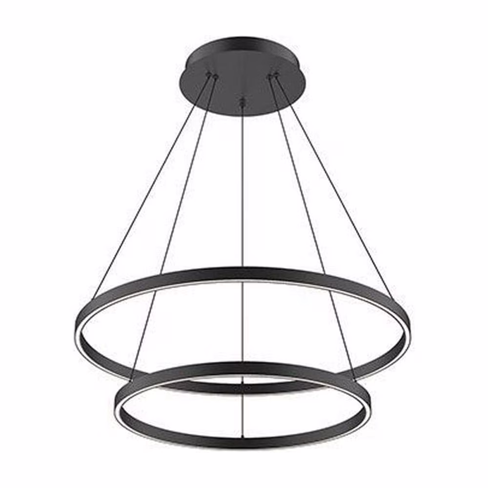 Kuzco Lighting Cerchio 2 Layer 32" Chandelier Textured Down Only 930 TRIAC 120 116W Black
