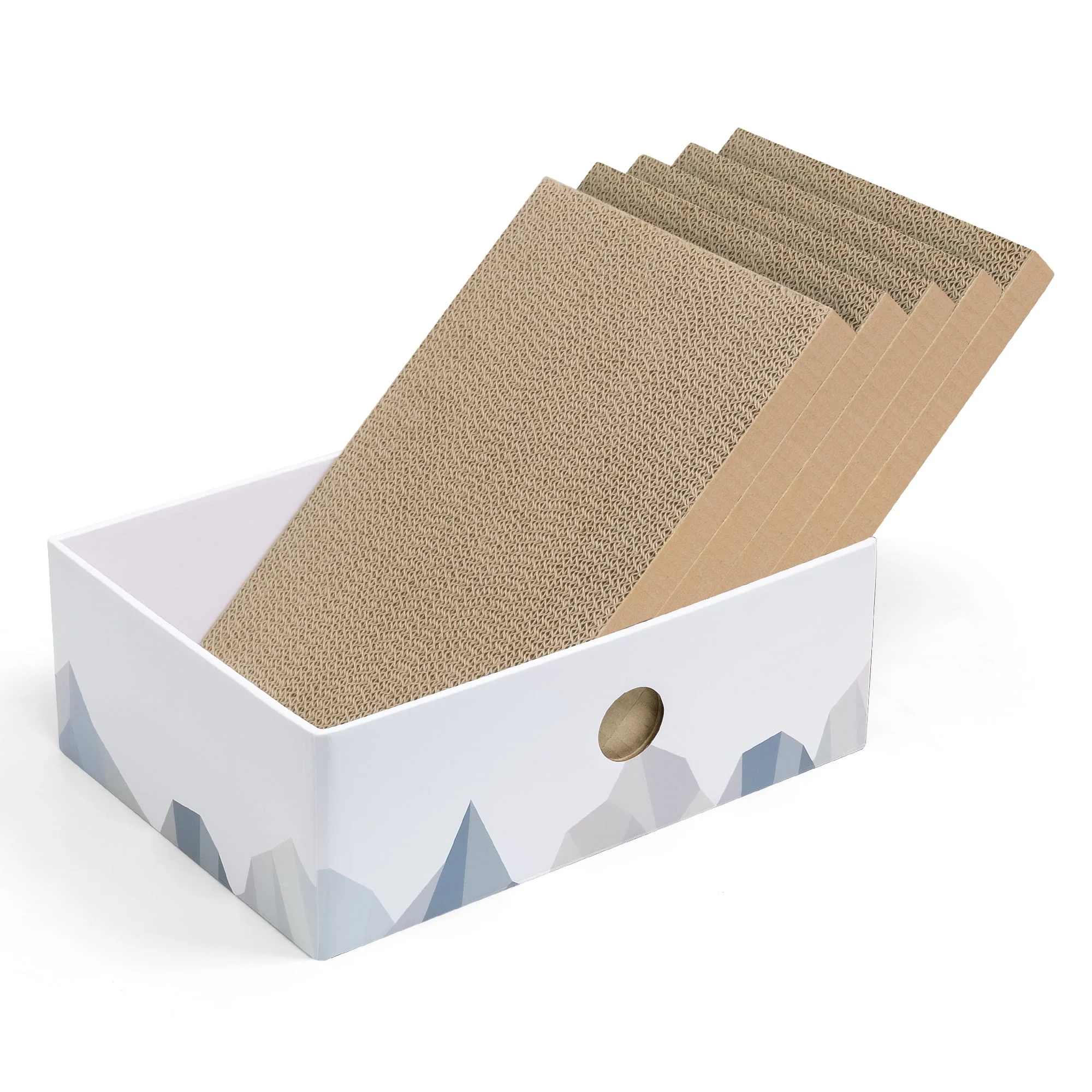 Conlun Cat Scratcher Cardboards with Box, 5-Pack Replacement Reversible Cat Scratcher Pad, Medium