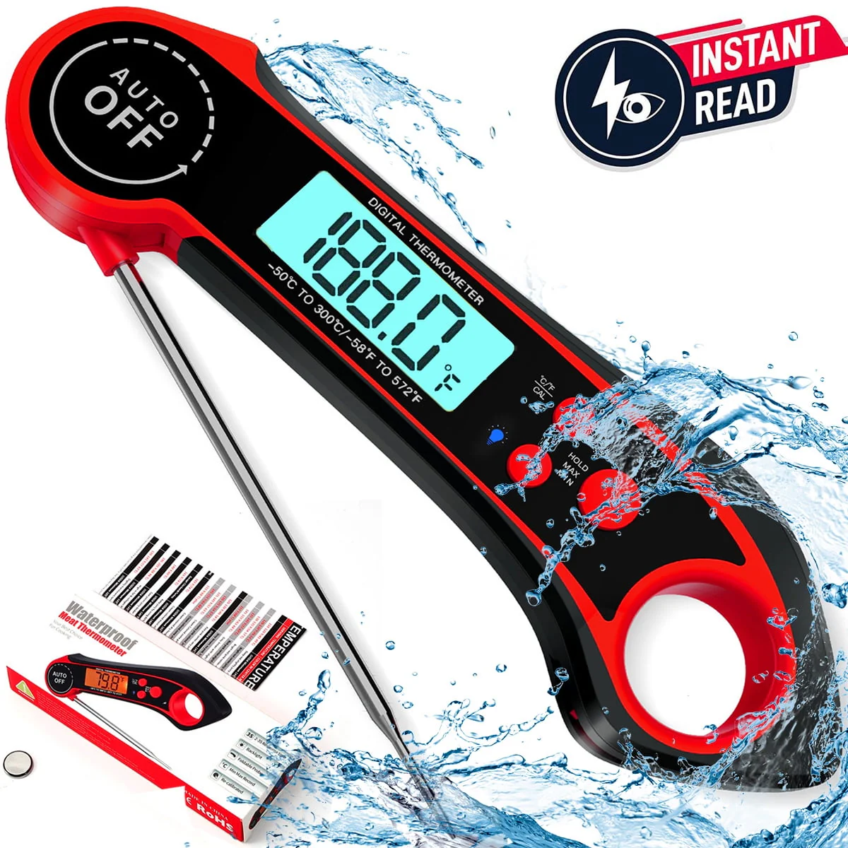 Meat Thermometer, Wireless Meat Thermometer Digital for Grilling, Digital Instant Read Wireless Cooking Food Thermometer for Kitchen & Outdoor Cooking, BBQ Accessories