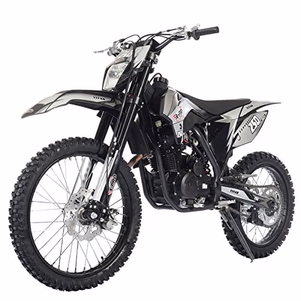 X-Pro Brand New Titan 250cc Gas Pit Dirt Bike with LED Headlight, 5-Speed Manual Transmission, Electric/Kick Start! Big 21"/18" Wheels!