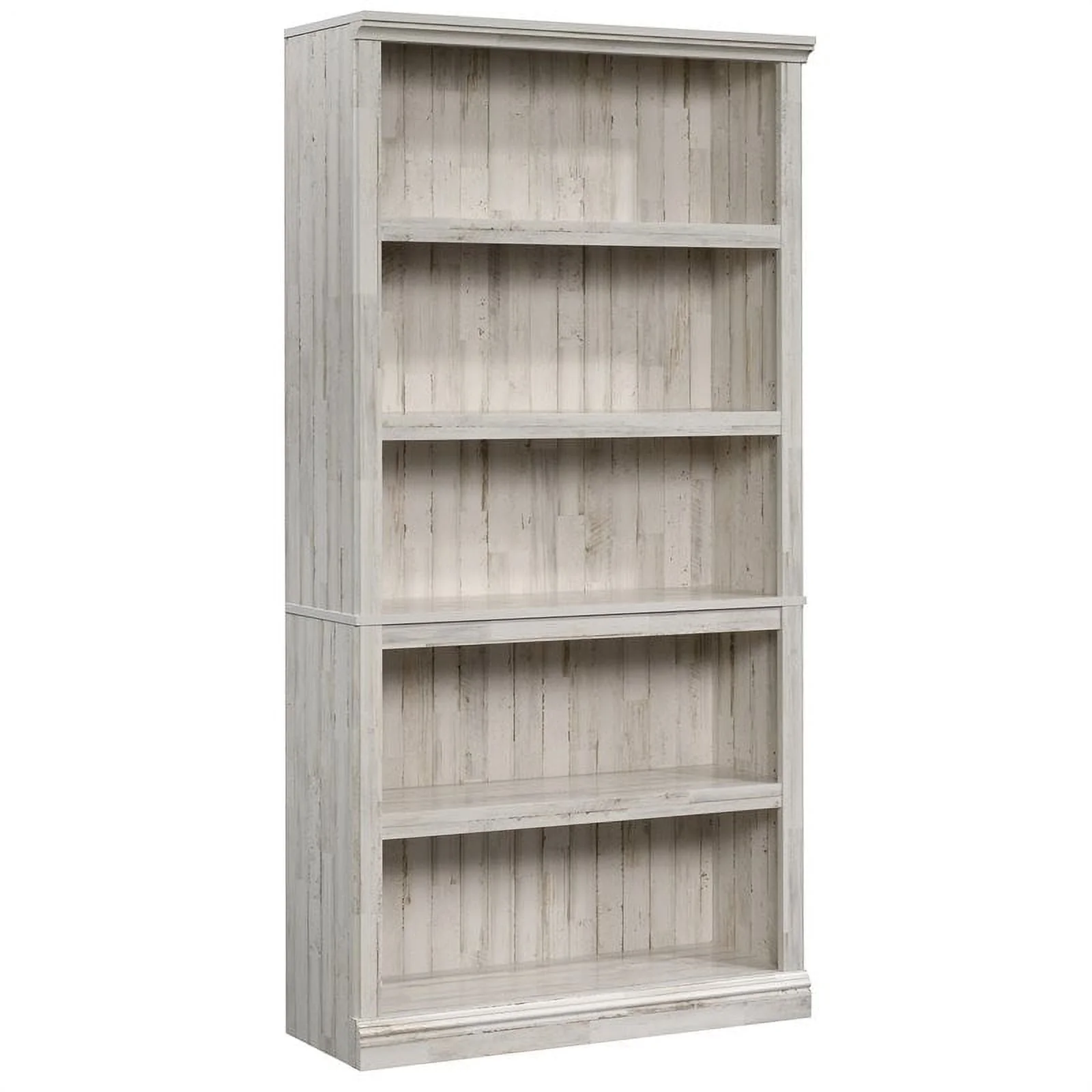Pemberly Row Contemporary 5-Shelf Tall Wood Bookcase in White Plank
