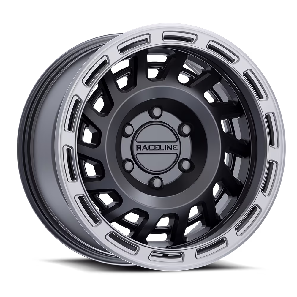 Raceline 957BS HALO 17" Cast Aluminum Wheel, HALO SATIN BLACK W/ SILVER RING 17X9 5X127 -12mm