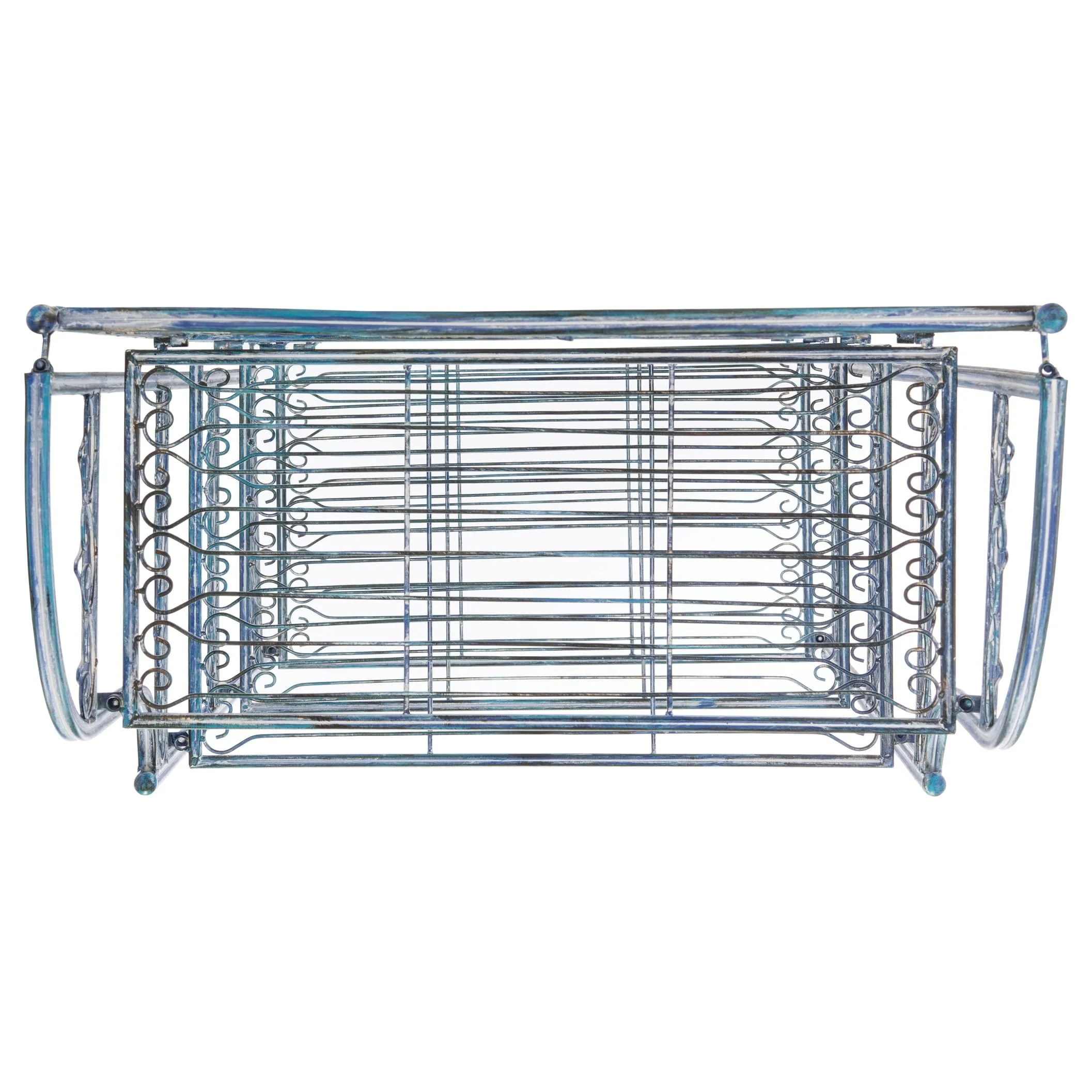 Safavieh  Amaris Victorian Wrought Iron 4-Tier Outdoor Bakers Rack. - 25 in. W x 15 in. D x 63 in. H Antique Blue