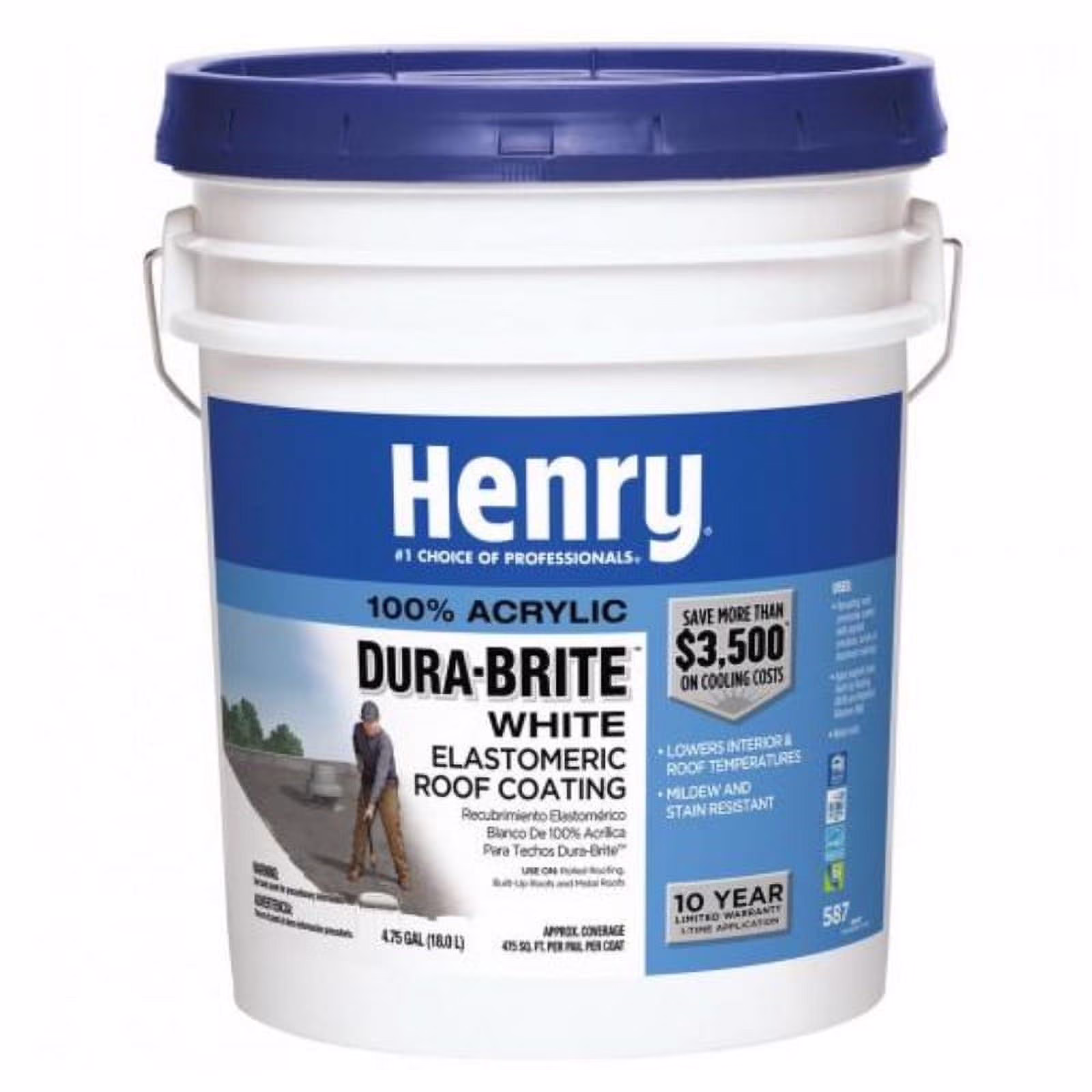 Henry Elastomeric Roof Coating,4.75 gal HE587372