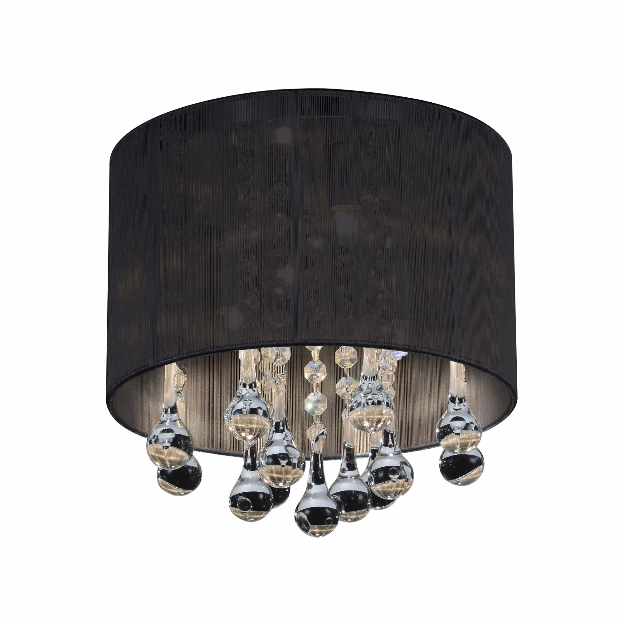CWI Lighting Water Drop 4 Light Drum Shade Metal Flush Mount in Chrome