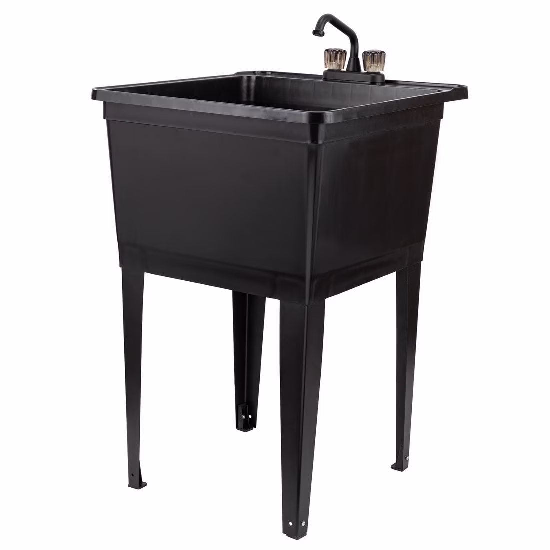 Tehila Freestanding Black Utility Sink with Black Faucet for Laundry Room