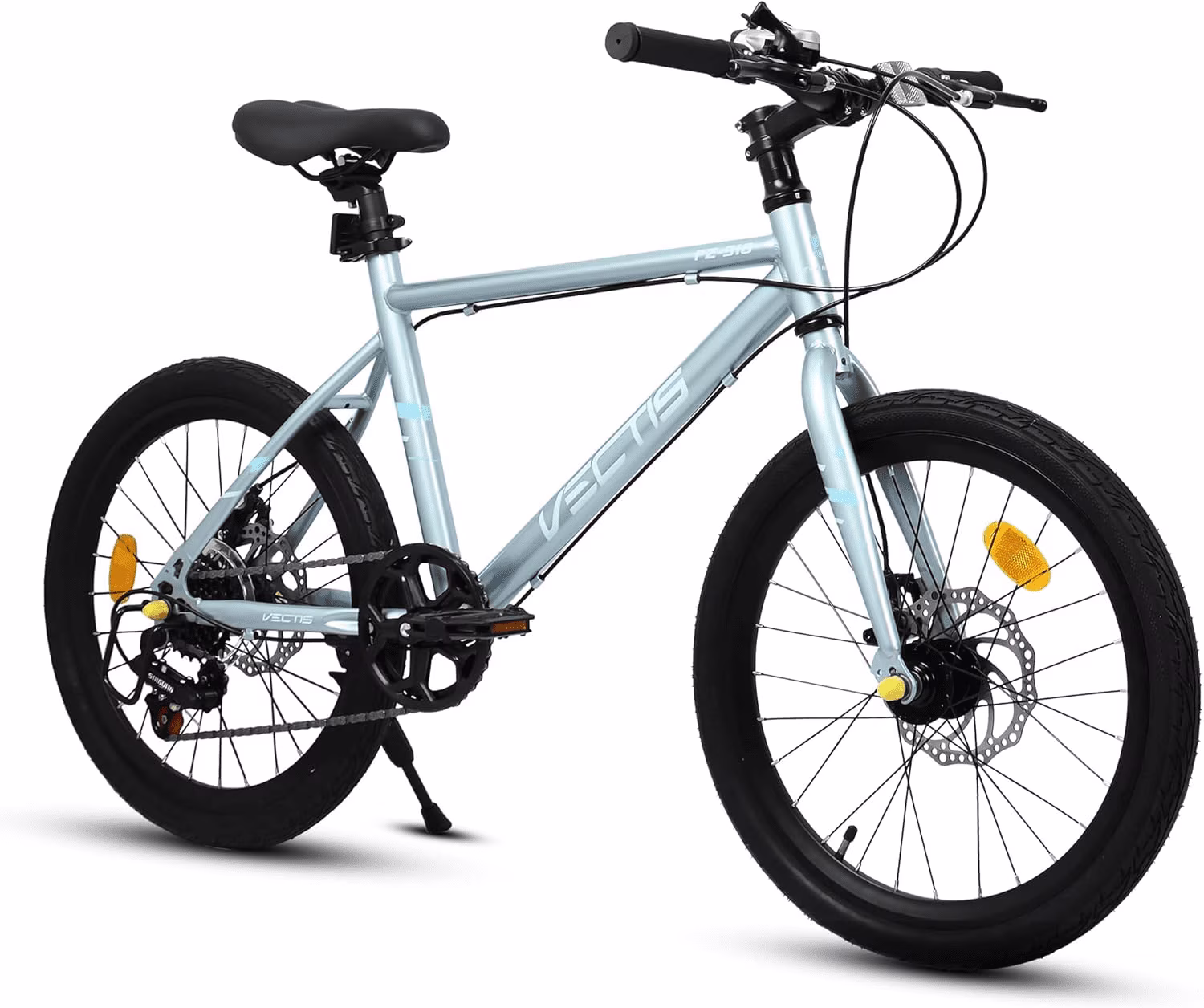 20 Inch Kids Bike for Boys Girls, 7-Speed Children Road Bike with Steel Frame and Dual Disc Brakes, Kids Road Bicycle for Ages 6-12 Years Old Birthday Gift, Silver