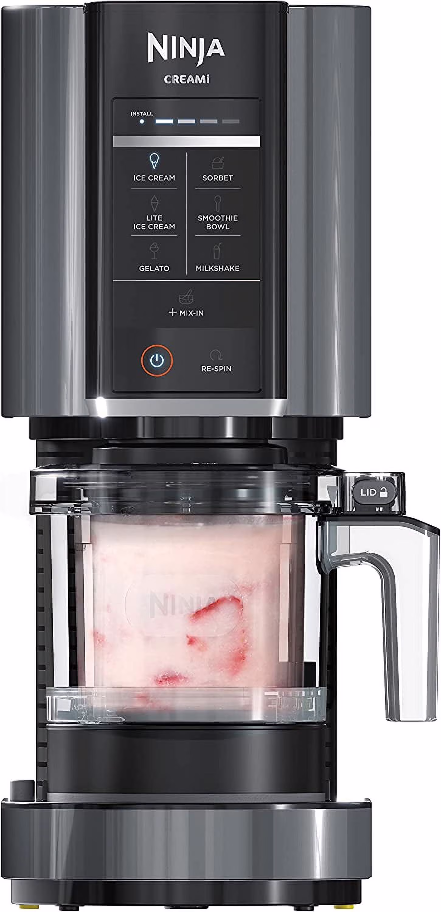 Ninja CREAMi, Ice Cream Maker, Ice Cream, Gelato, Sorbet,Milkshakes, Mix-ins, Smoothie Bowls & More, 7-in-1, Ice Cream Pints, Pint lid, Healthy Ice Cream, Compact, Perfect for Kids, Black, NC299AMZ