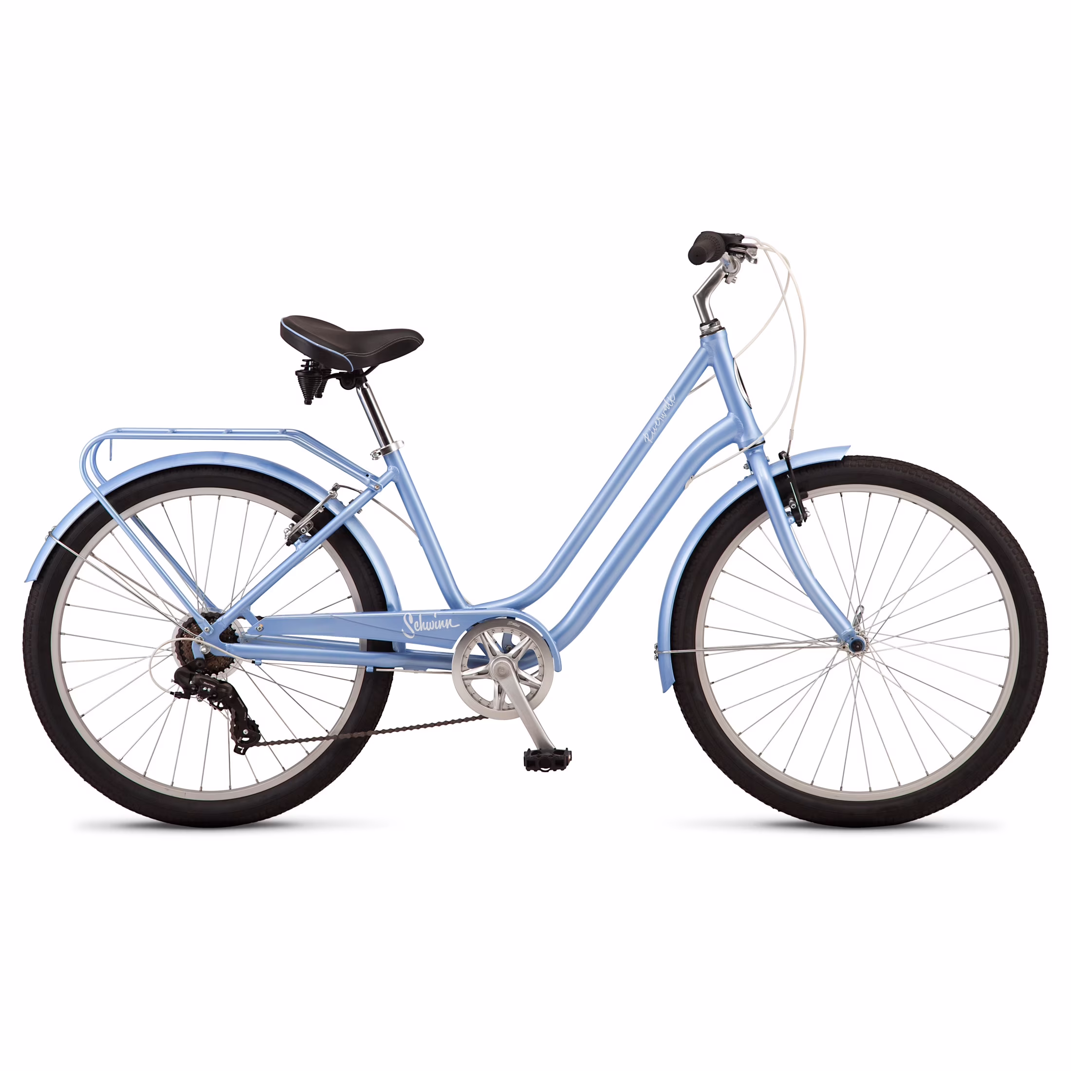 Schwinn Riverwalk Comfort Bike, 26 Inch Wheels, 7 Speed, Blue